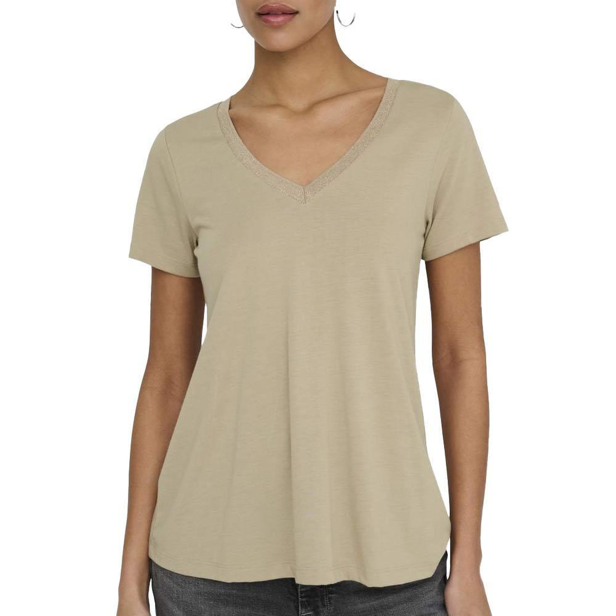 Voir la diapositive 1 : JACQUELINE DE YONG T-Shirt Beige/Doré Femme JDY Dalila