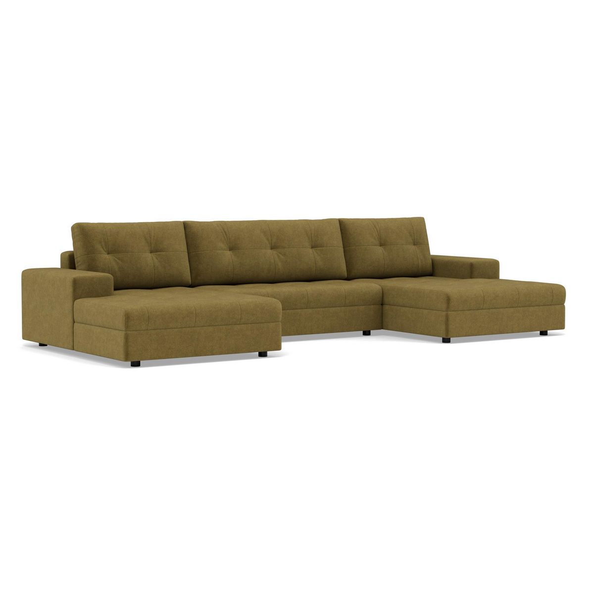 BEST MOBILIER Bastian - canapé panoramique en u 7 places convertible avec coffre en velours texturé