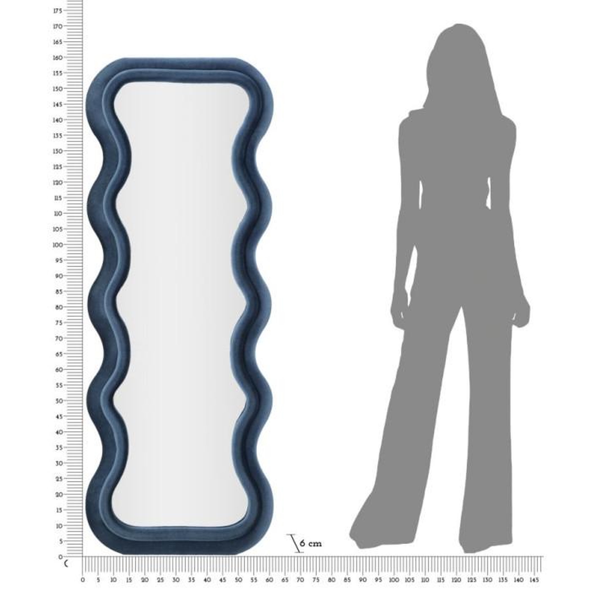 Voir la diapositive 6 : Paris Prix Miroir Mural en Velours  Emily  160cm Bleu