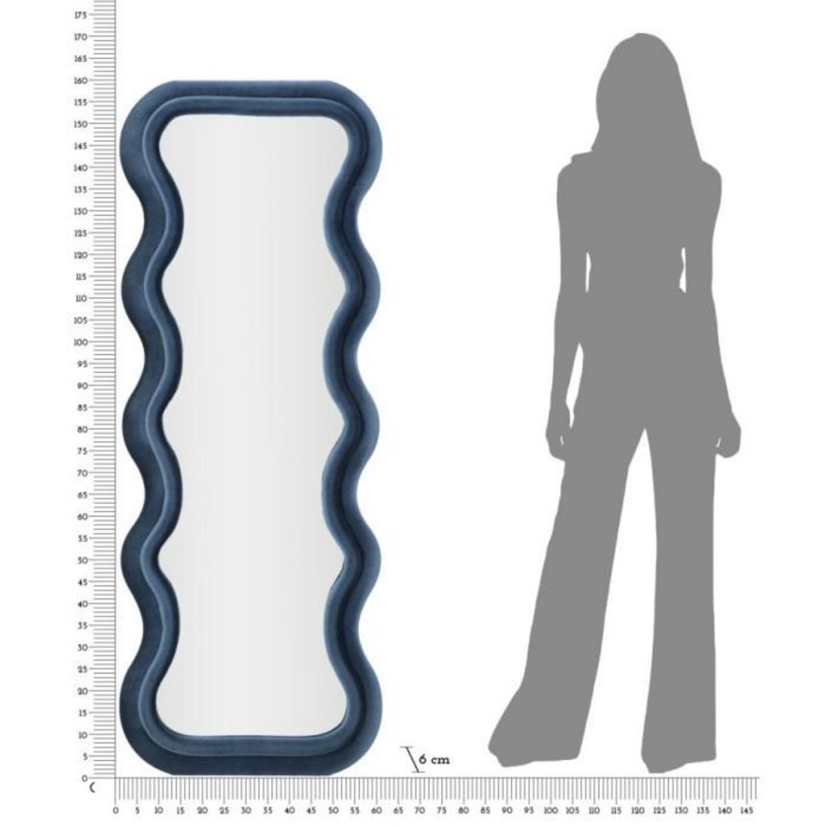 Paris Prix Miroir Mural en Velours  Emily  160cm Bleu