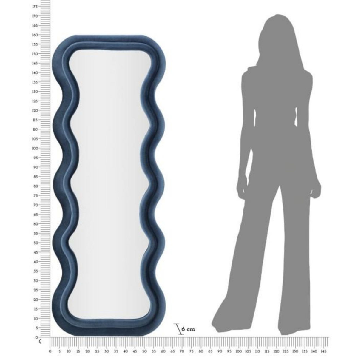 Paris Prix Miroir Mural en Velours  Emily  160cm Bleu