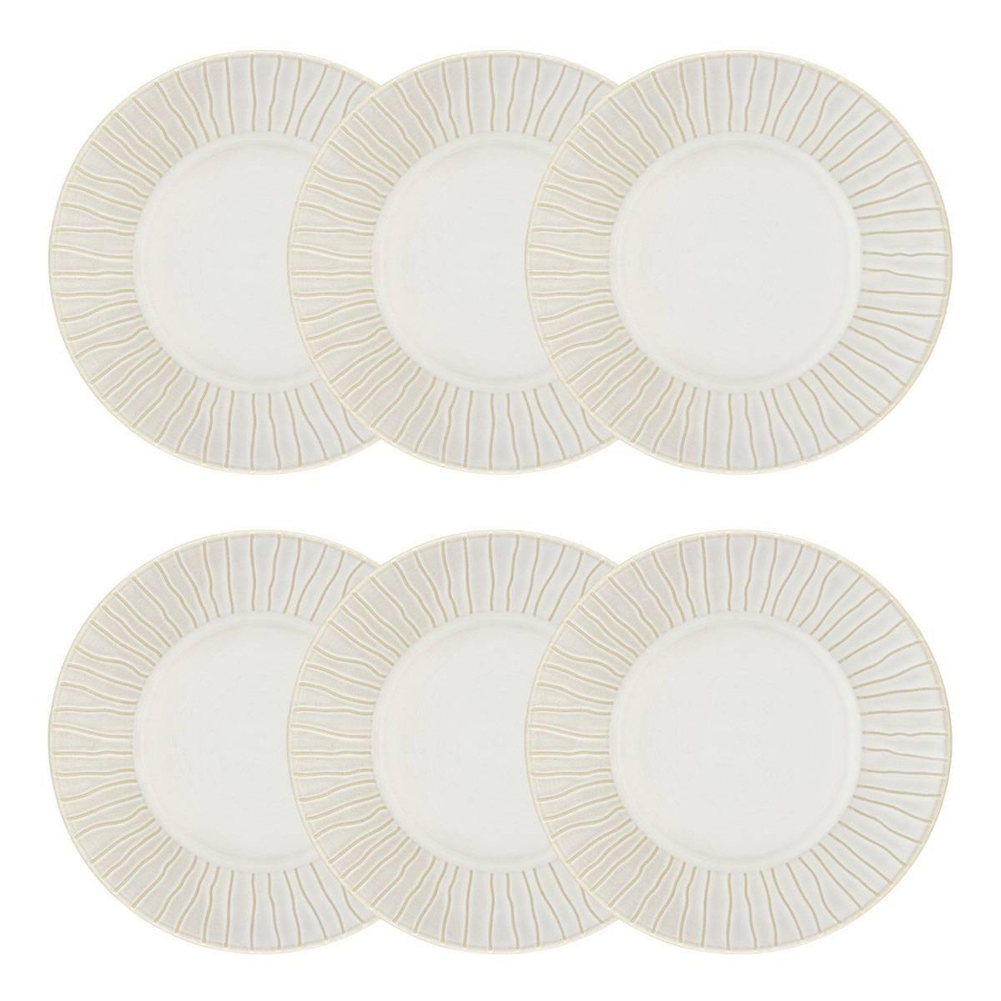 SECRET DE GOURMET Lot de 6 Assiettes Creuses Lignes  Camille  20cm Blanc