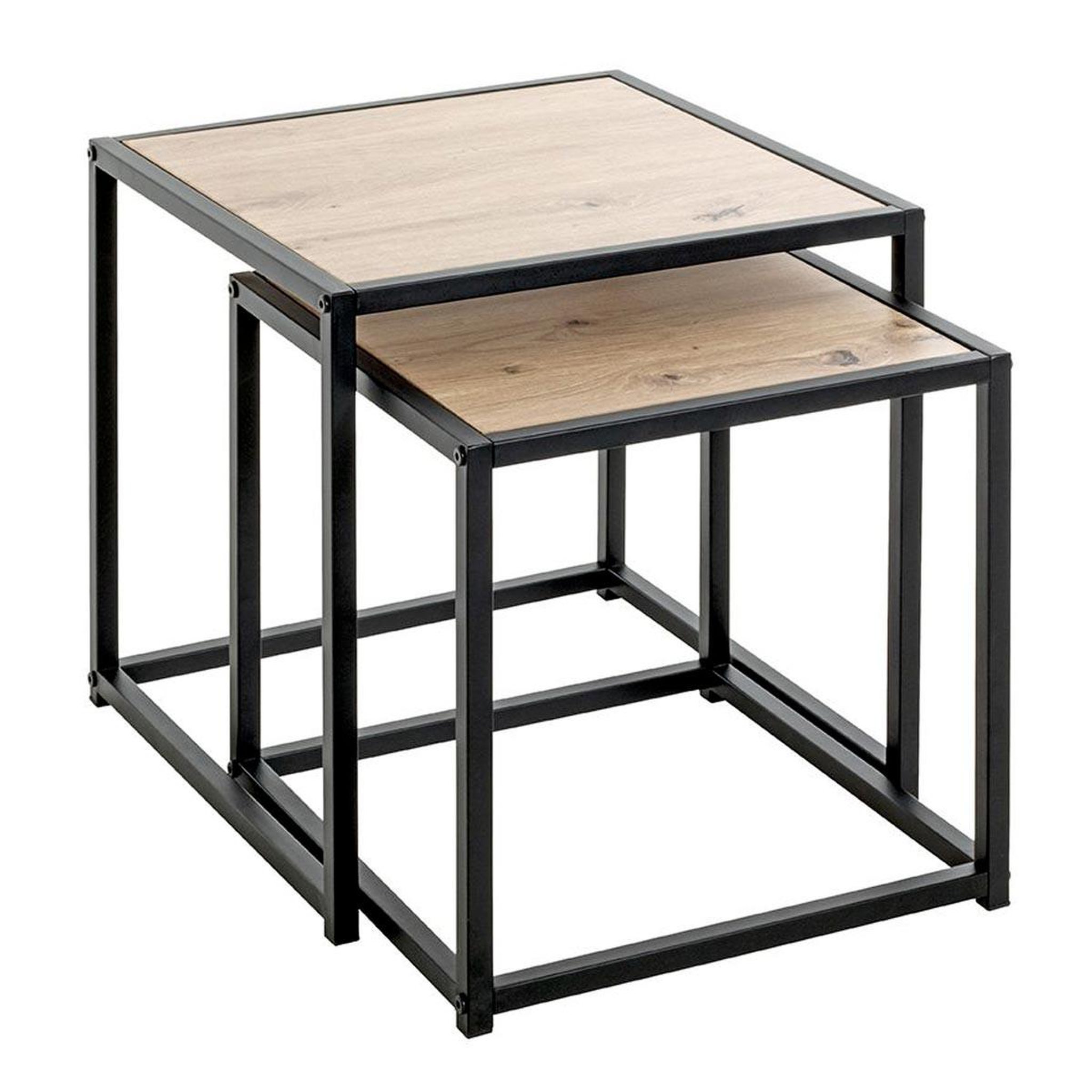 Paris Prix Lot de 2 Tables d'Appoint  Lucia  41cm Naturel & Noir