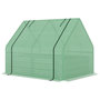 Voir la diapositive 4 : OUTSUNNY Mini serre de jardin serre à tomates avec carré potager - acier thermo-laqué, tôle d'acier ondulée, PE haute densité anti-UV - fenêtre zippée enroulable vert