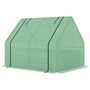 Voir la diapositive 4 : OUTSUNNY Mini serre de jardin serre à tomates avec carré potager - acier thermo-laqué, tôle d'acier ondulée, PE haute densité anti-UV - fenêtre zippée enroulable vert