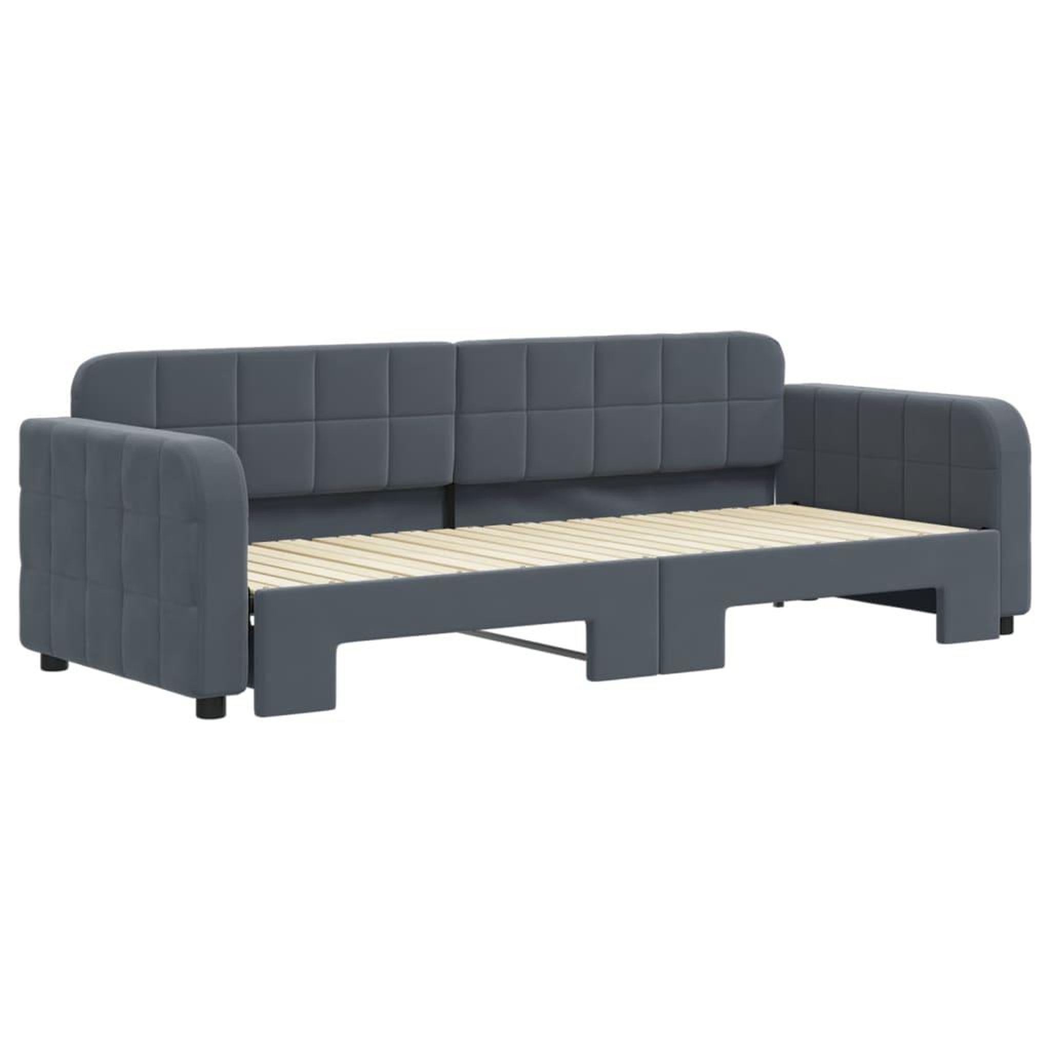 Voir la diapositive 3 : VIDAXL Lit de jour avec gigogne sans matelas gris fonce 80x200 cm