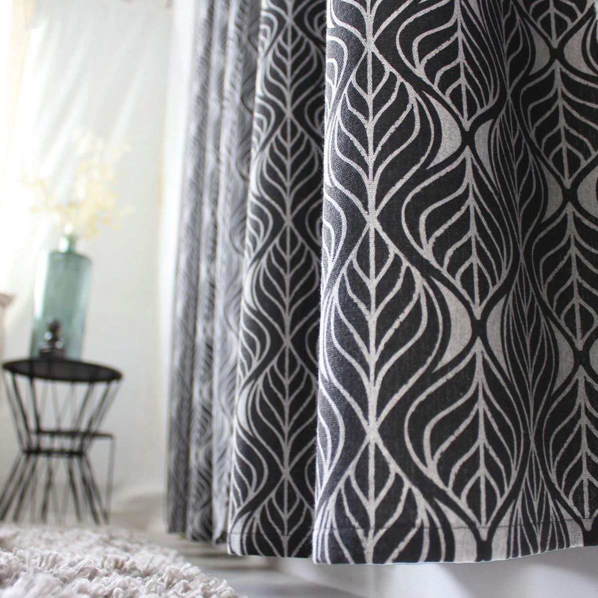 TOILINUX Rideau en coton recyclé BAYA - 140 x 240 cm - Gris foncé