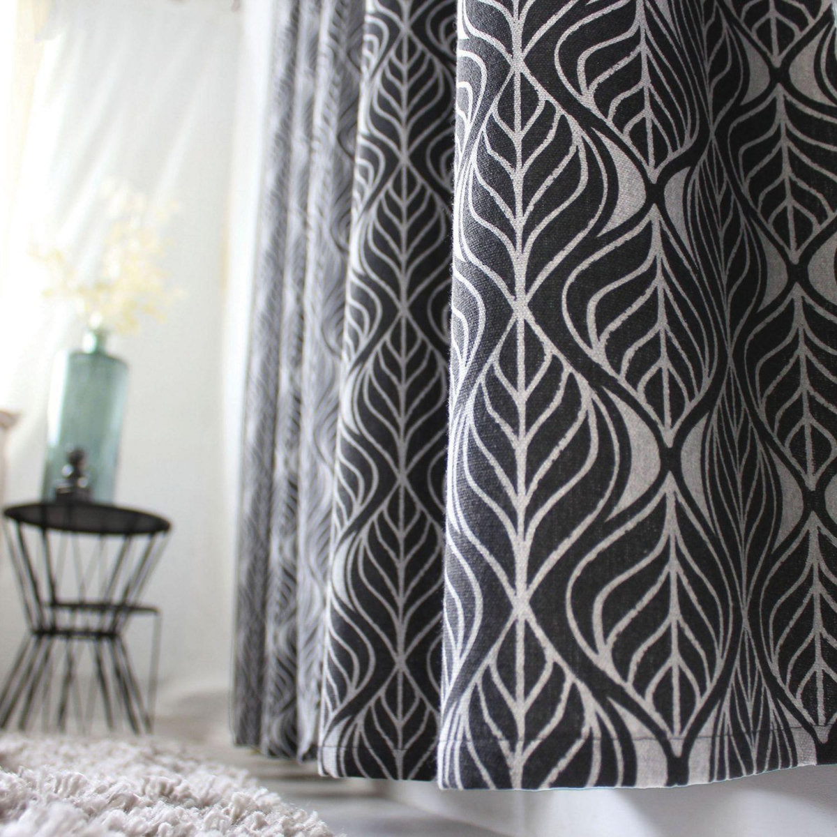 TOILINUX Rideau en coton recyclé BAYA - 140 x 240 cm - Gris foncé