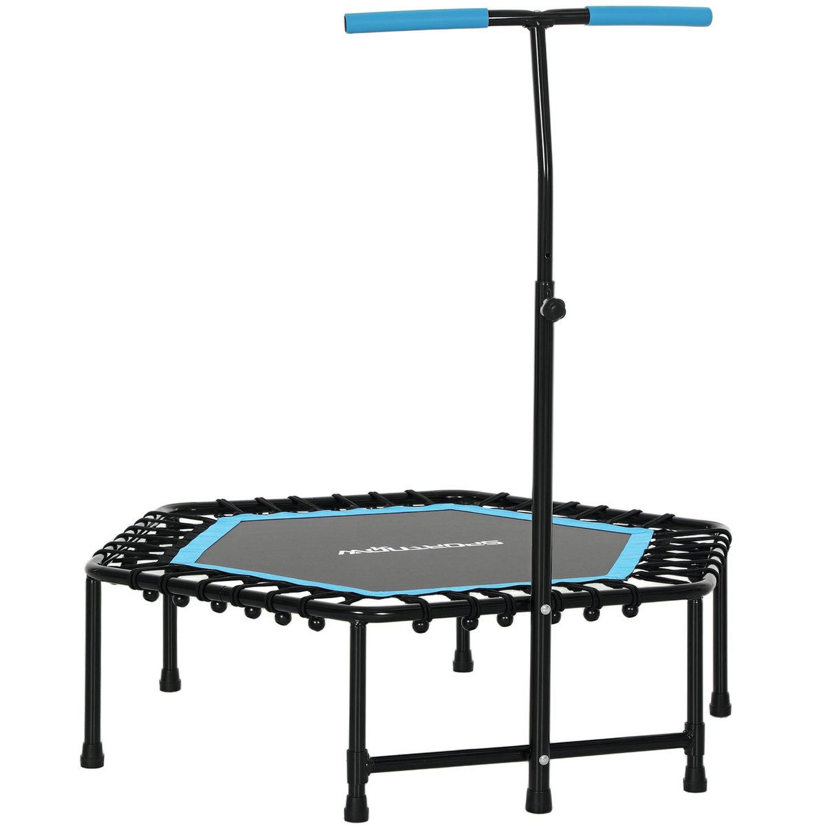 HOMCOM Trampoline de Fitness gymnastique Ø114 cm élastiques Bungee guidon hauteur réglable 117-132 cm
