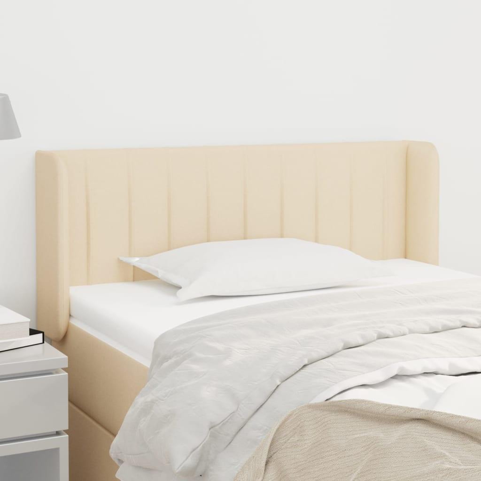 Voir la diapositive 1 : VIDAXL Tete de lit avec oreilles Creme 83x16x78/88 cm Tissu