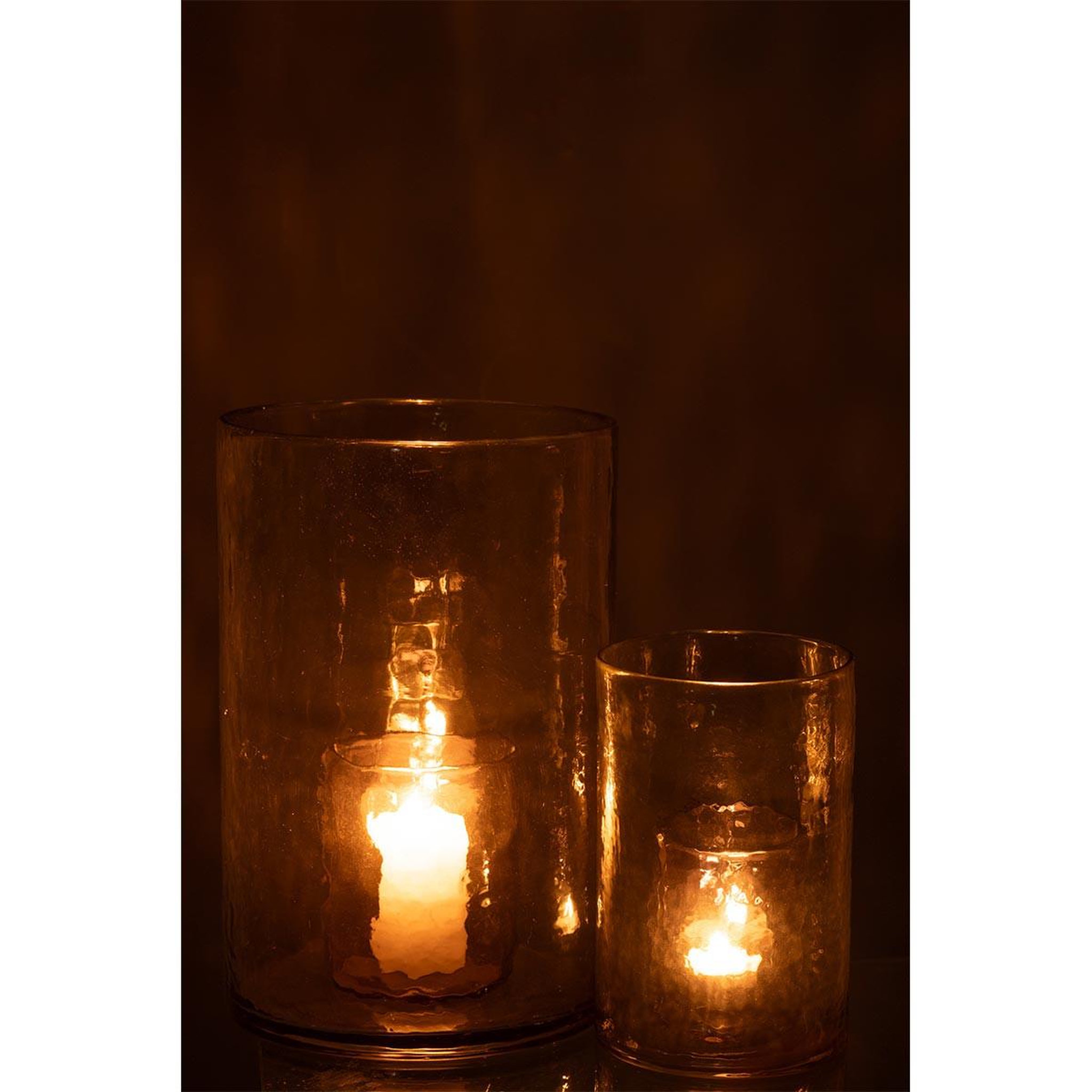 Voir la diapositive 6 : J-LINE Photophore Double en Verre  Hurricane  30cm Vert