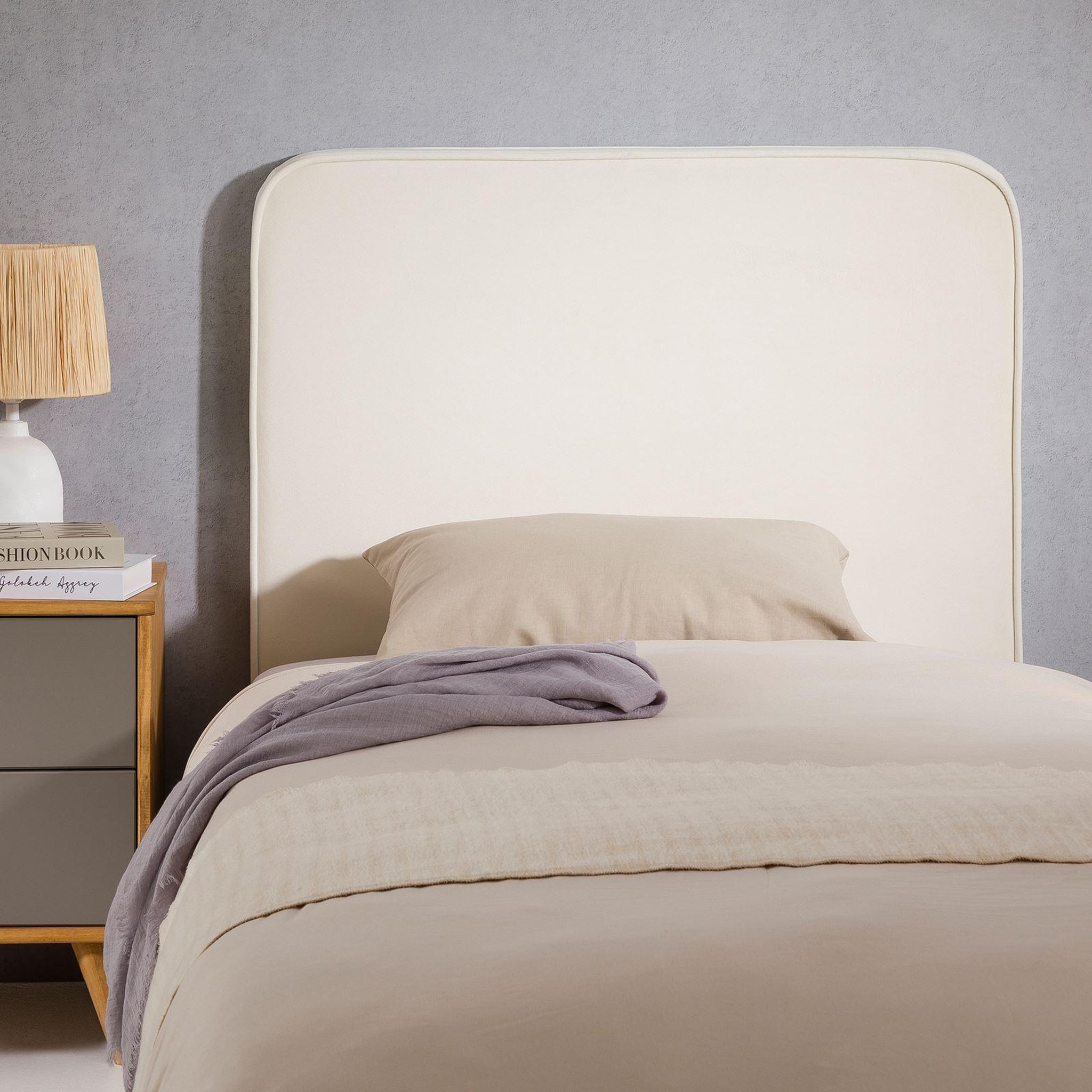 Voir la diapositive 3 : IDIMEX Tête de lit lunar 90 avec fixation murale, en tissu
