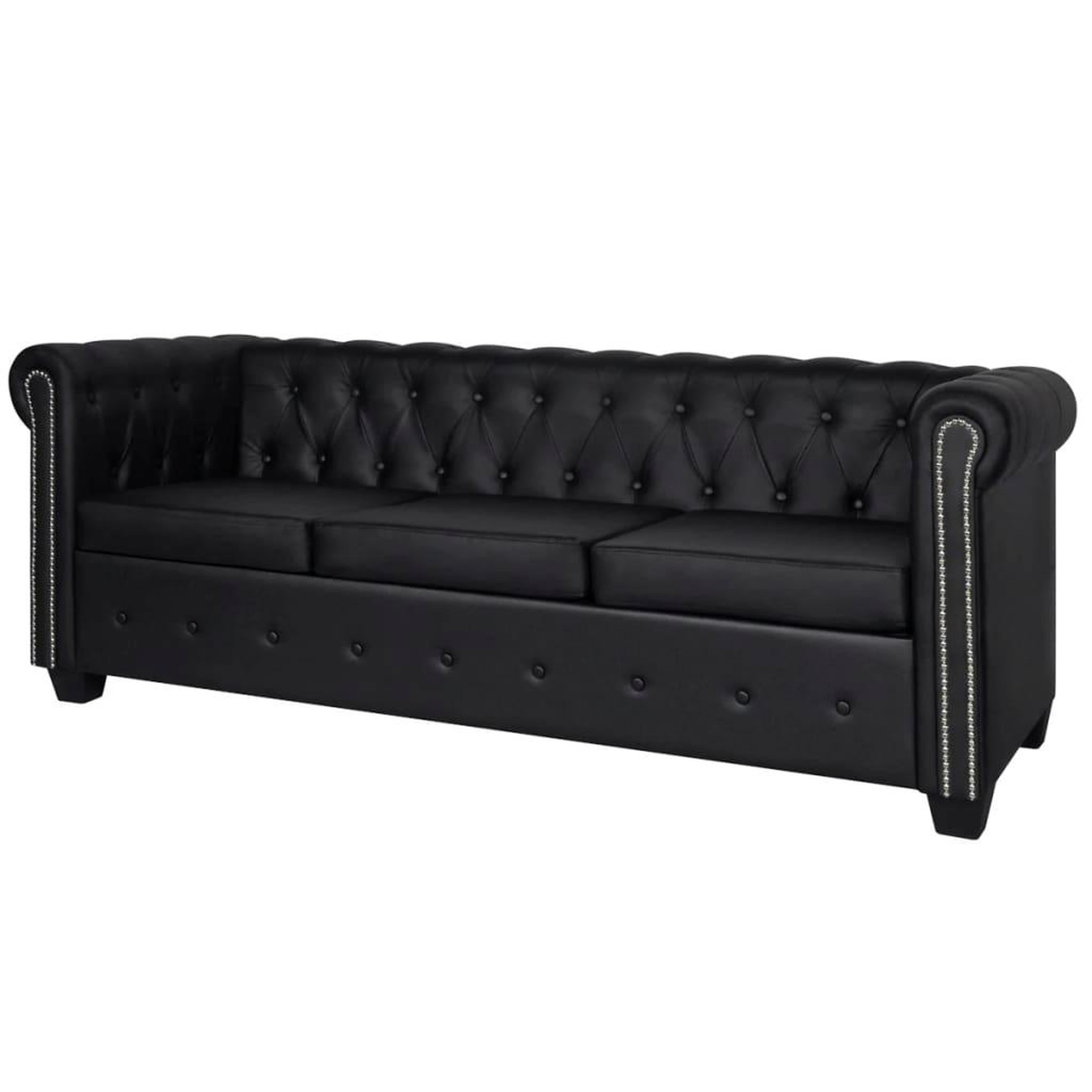 Voir la diapositive 3 : VIDAXL Canape Chesterfield a 2 places et a 3 places noir