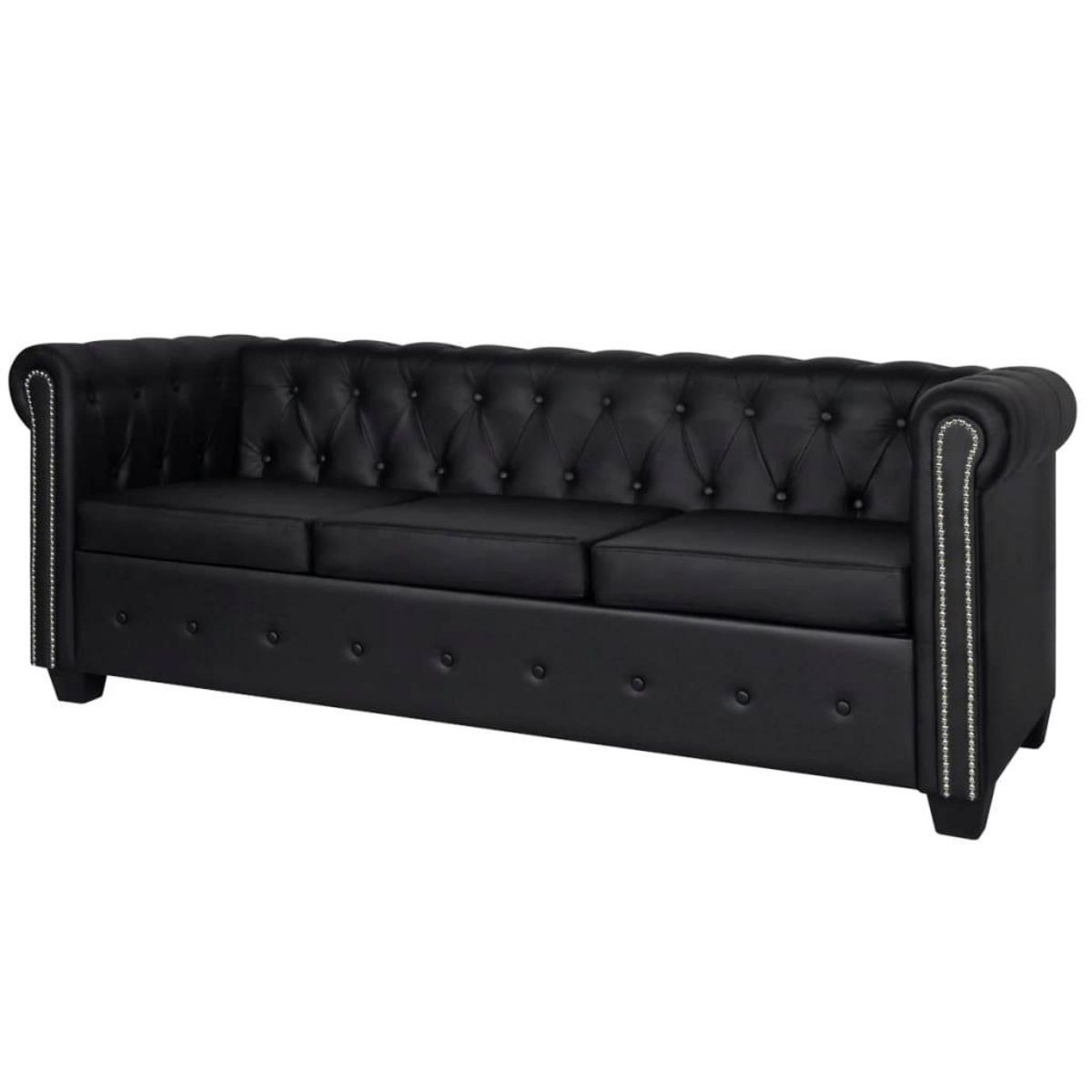 VIDAXL Canape Chesterfield a 2 places et a 3 places noir