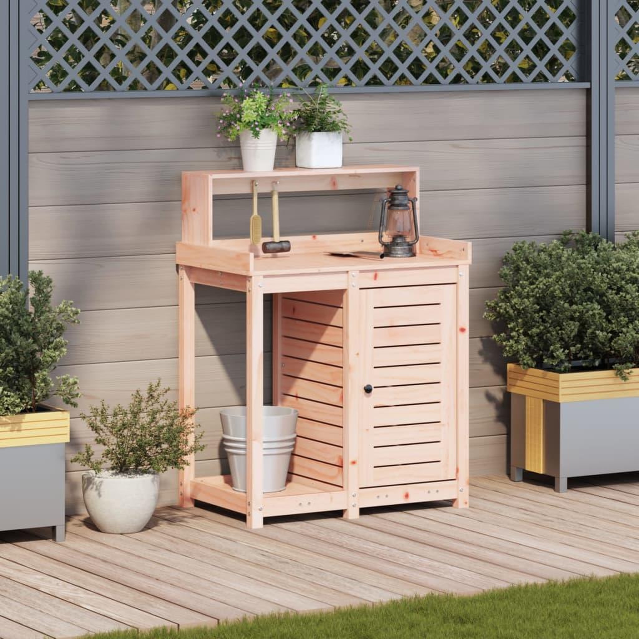 Voir la diapositive 3 : VIDAXL Table de rempotage avec etageres bois massif de douglas