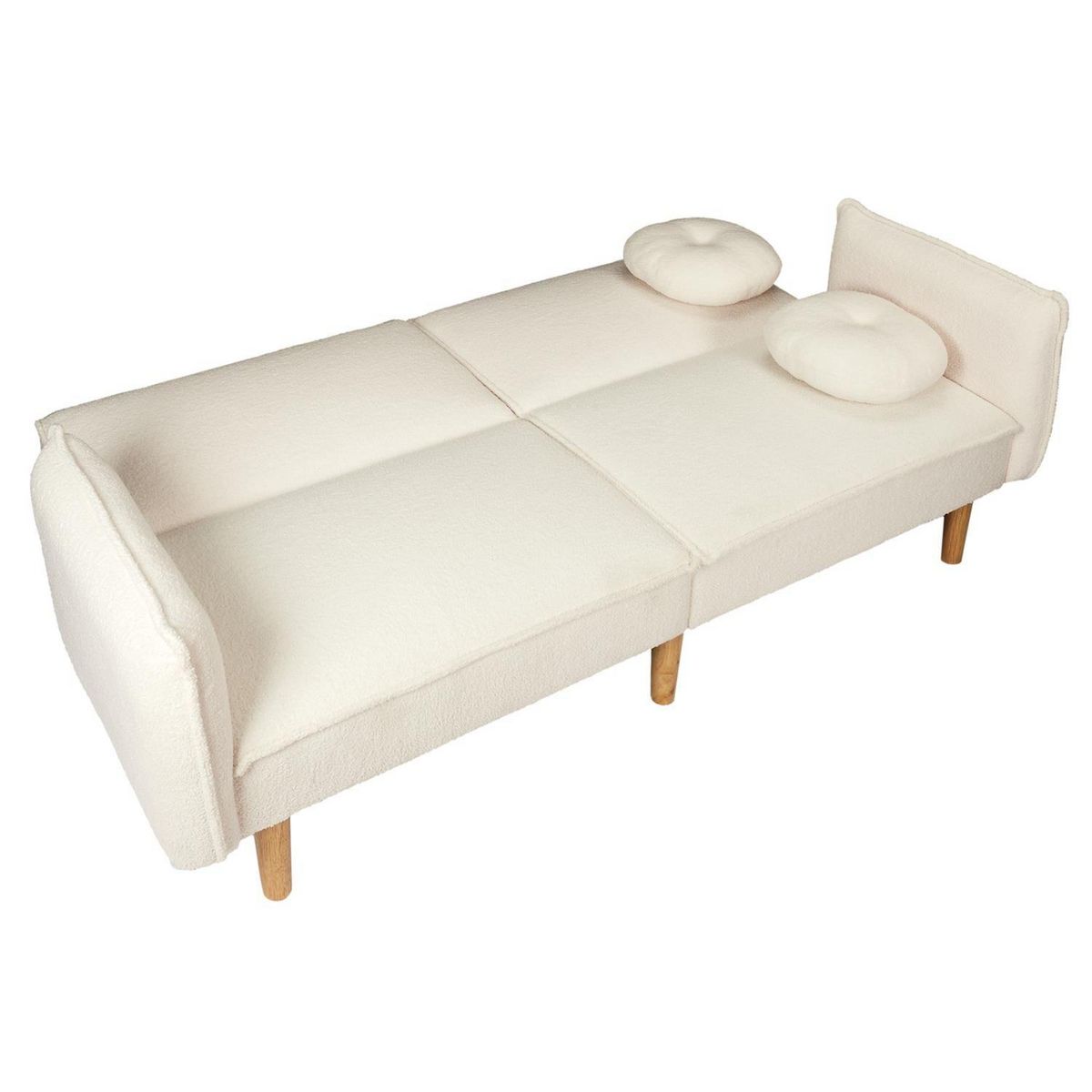 The Home Deco Factory Canapé convertible en bouclette Forde - 3 Places - Blanc