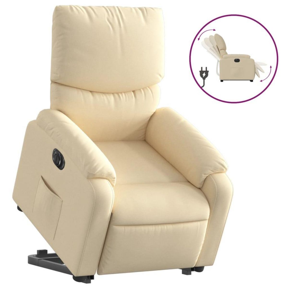 VIDAXL Fauteuil inclinable electrique creme tissu