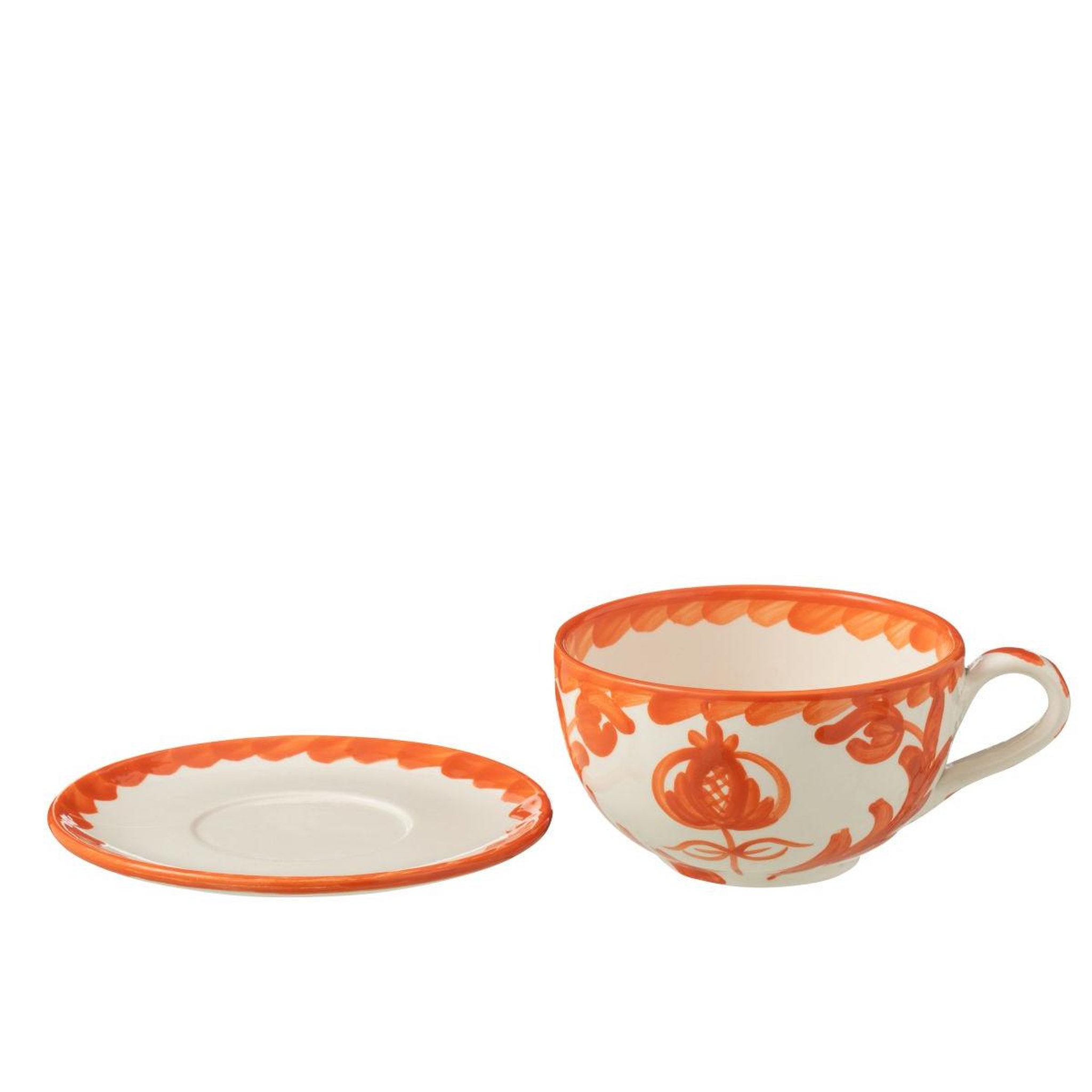 Voir la diapositive 2 : J-LINE Tasse avec sous-tasse en céramique  granada  50cl orange