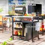 Voir la diapositive 5 : OUTSUNNY Desserte extérieure - desserte de jardin - 3 étagères, tablette rabattable, porte, plateau acier inox. housse