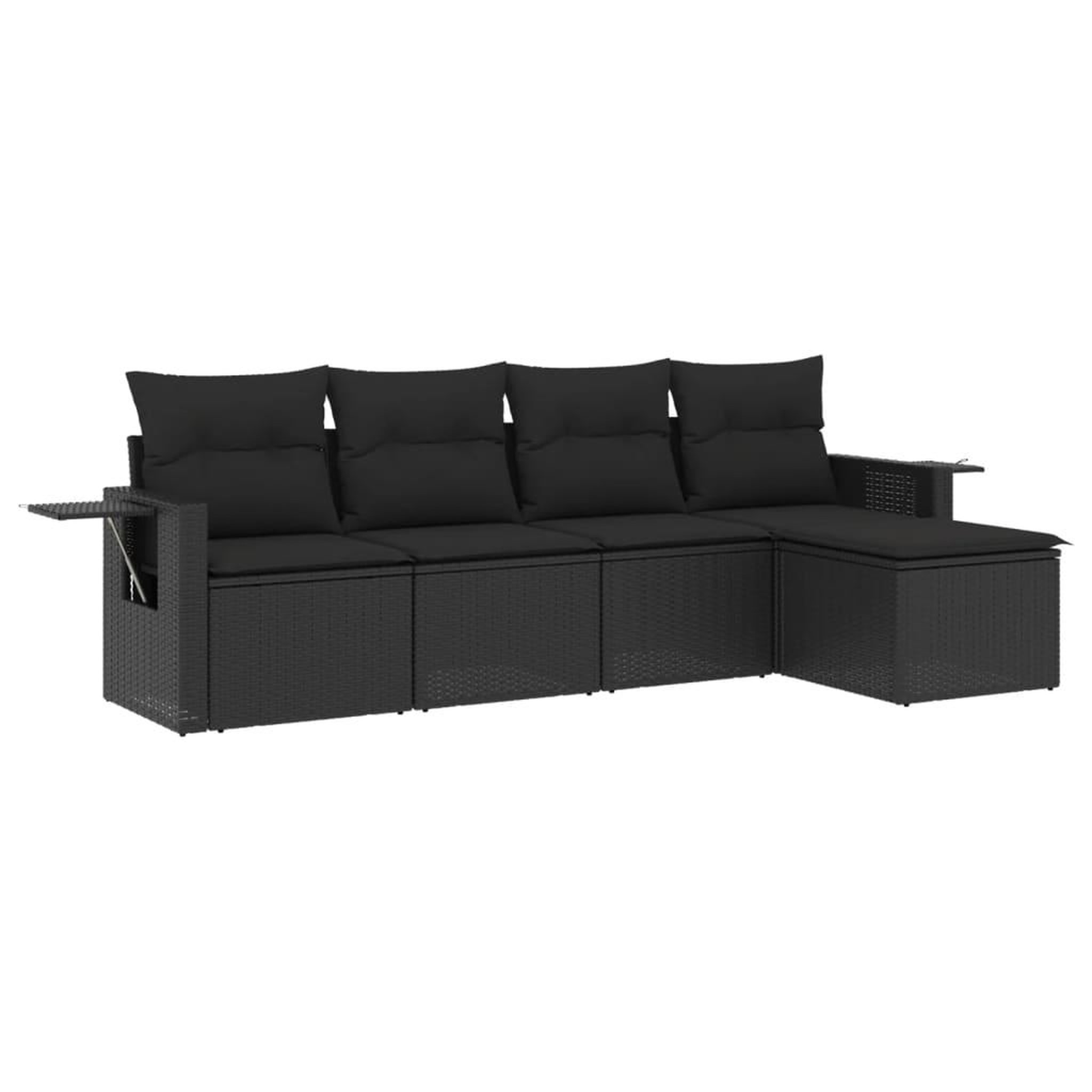 Voir la diapositive 2 : VIDAXL Salon de jardin 5 pcs avec coussins noir resine tressee