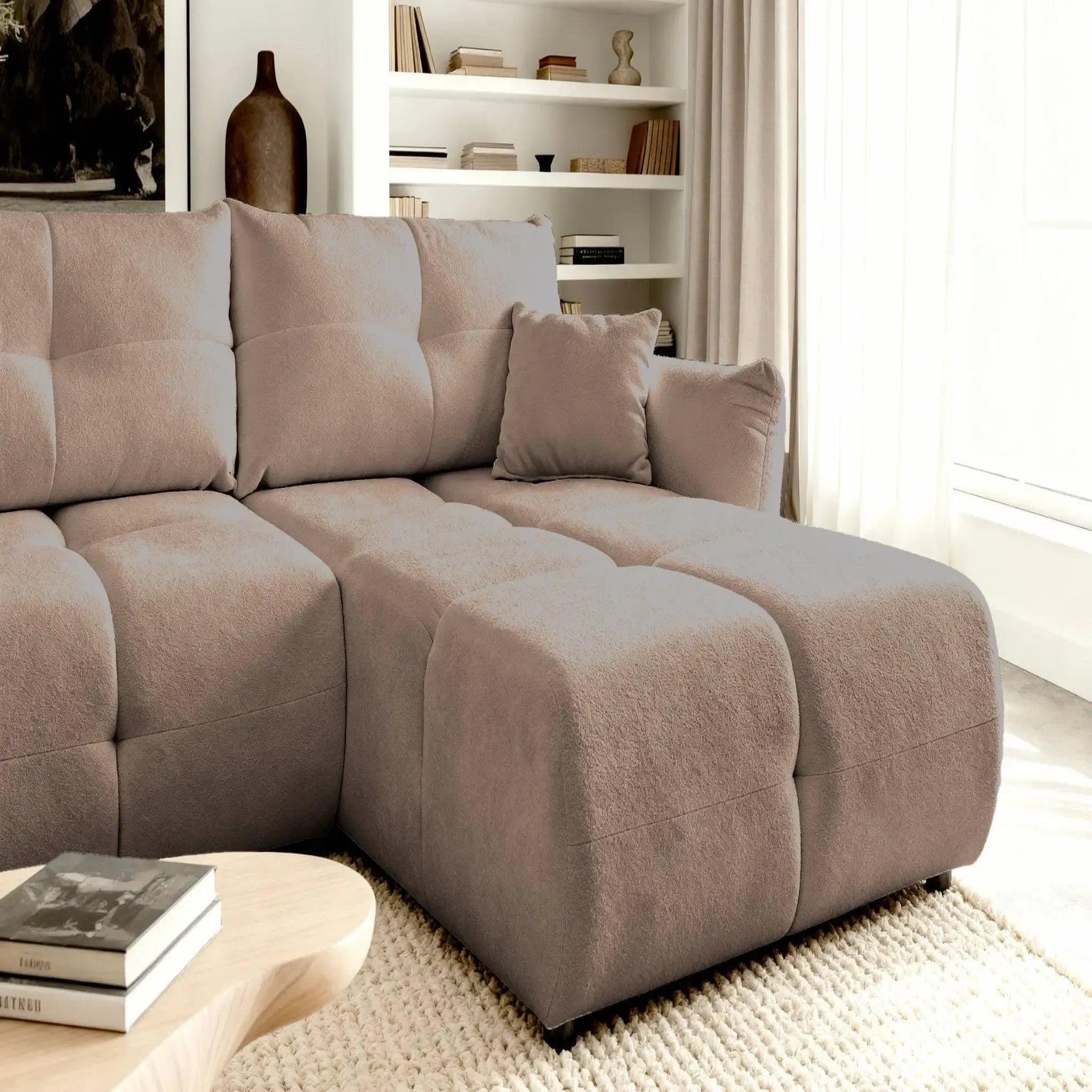Voir la diapositive 5 : CASANOVA PARIS June - canapé d'angle convertible tissu bouclette