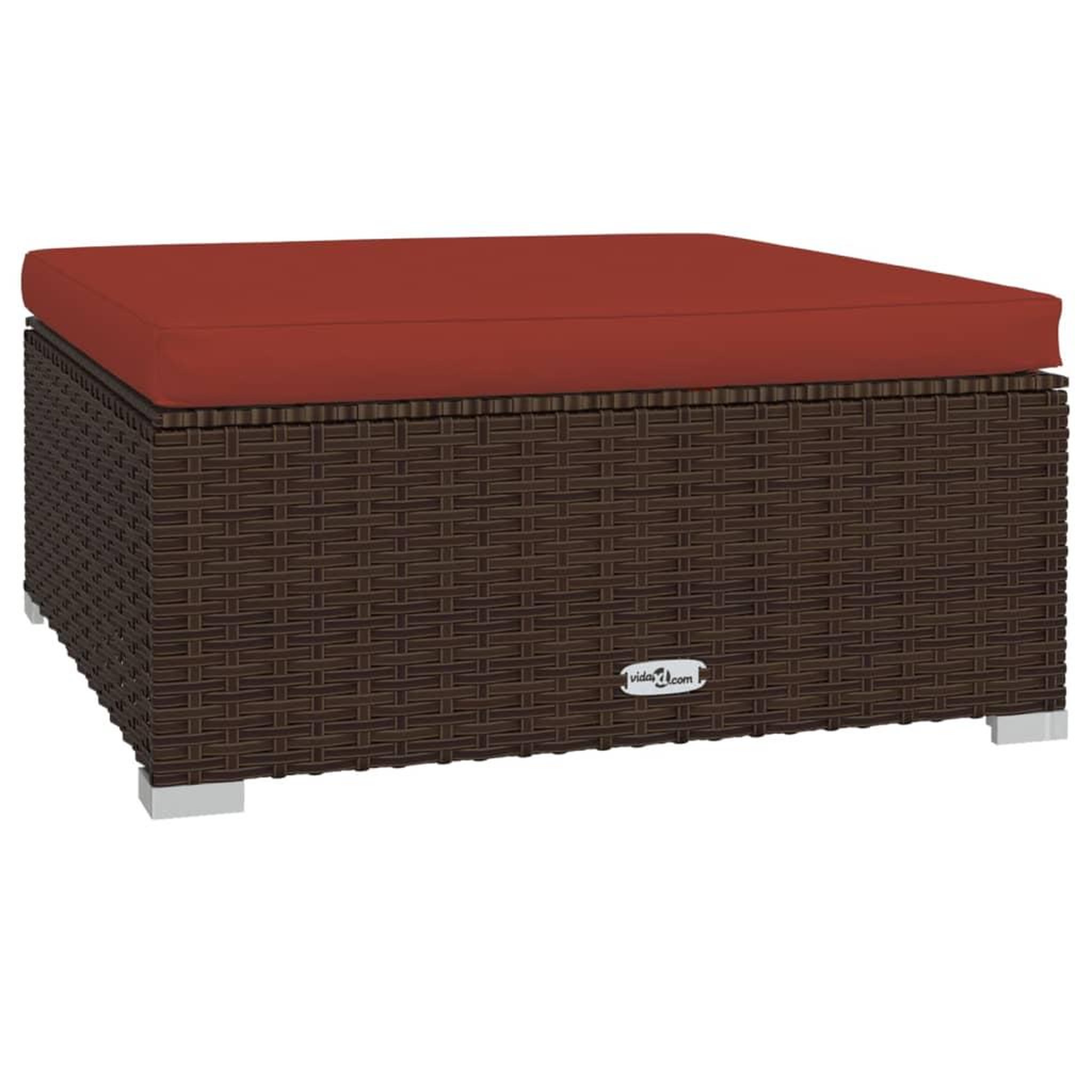 Voir la diapositive 2 : VIDAXL Repose-pied de jardin et coussin Marron 70x70x30 cm Poly rotin