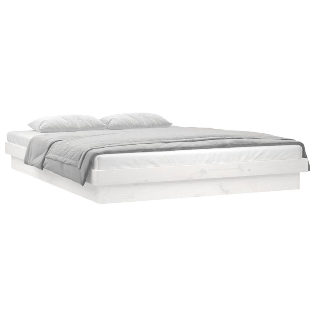 VIDAXL Cadre de lit a LED sans matelas blanc bois massif