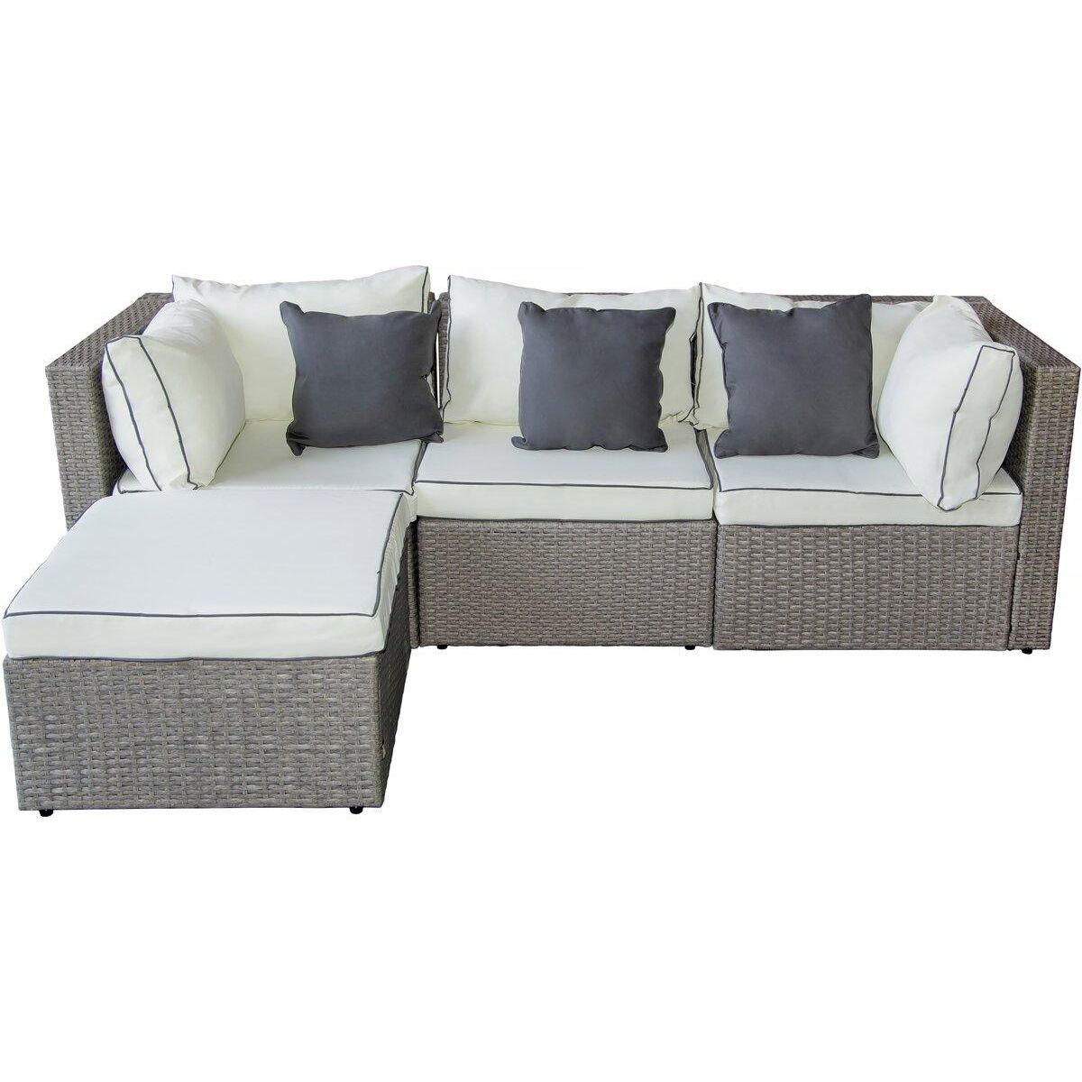 Habitat et Jardin Salon de jardin bas en résine tressée  Kuba  - 3 places - Gris