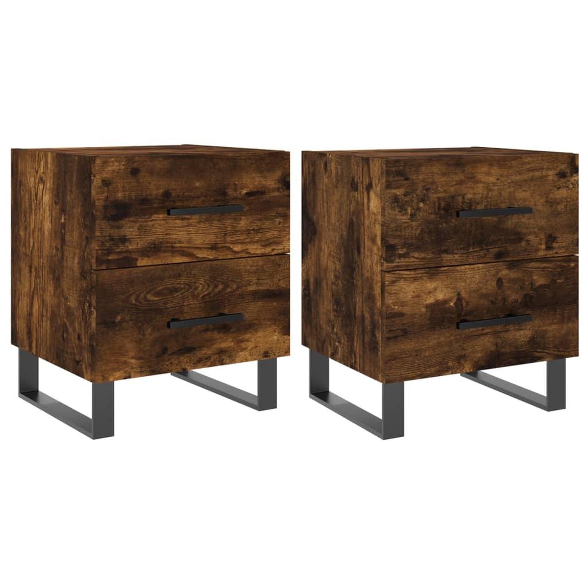 Voir la diapositive 2 : VIDAXL Tables de chevet 2pcs chene fume 40x35x47,5cm bois d'ingenierie