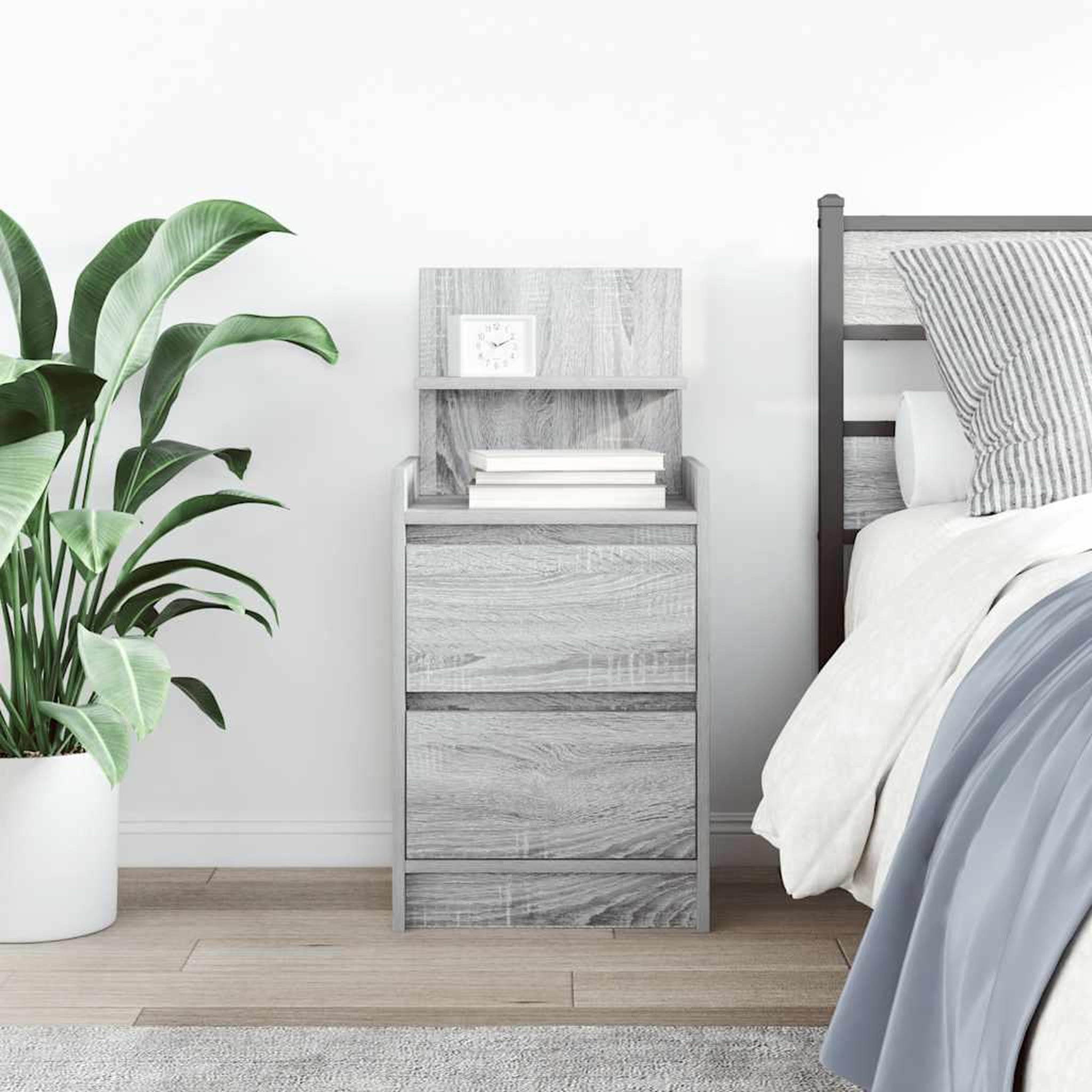 Voir la diapositive 3 : VIDAXL Table de chevet avec 2 tiroirs sonoma gris 38x34x80 cm