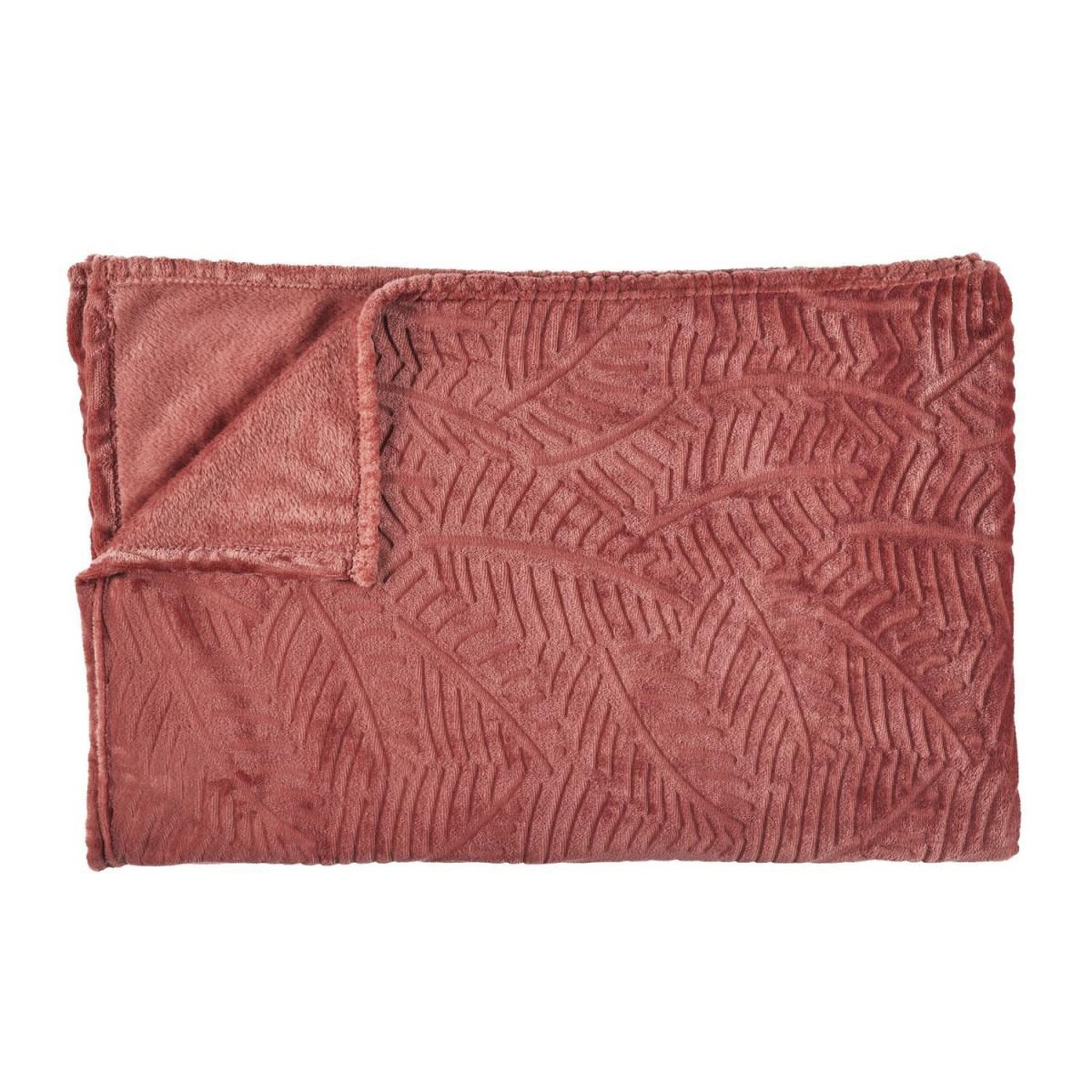 The Home Deco Factory Plaid flanelle embosse  roméo  150x200cm terracotta