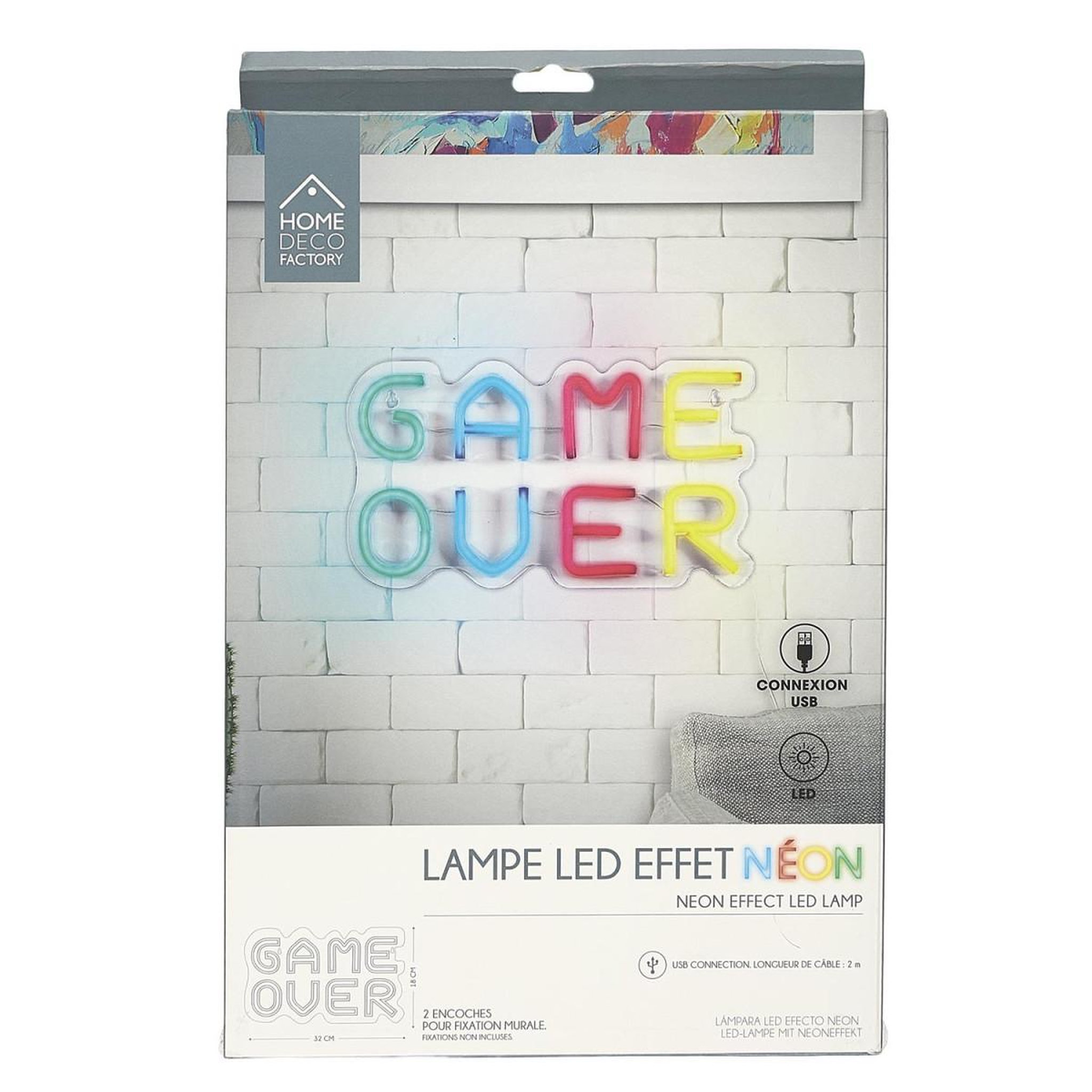 Voir la diapositive 5 : The Home Deco Factory Lampe led effet néon  game over  32cm multicolore