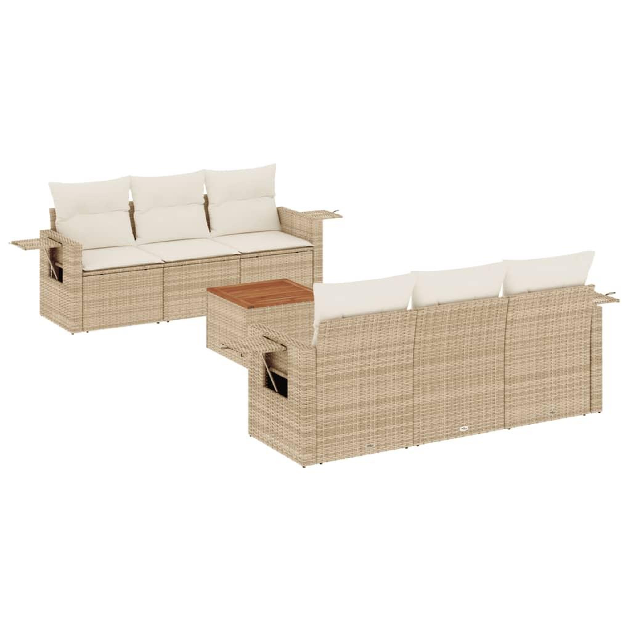 Voir la diapositive 2 : VIDAXL Salon de jardin avec coussins 7 pcs beige resine tressee