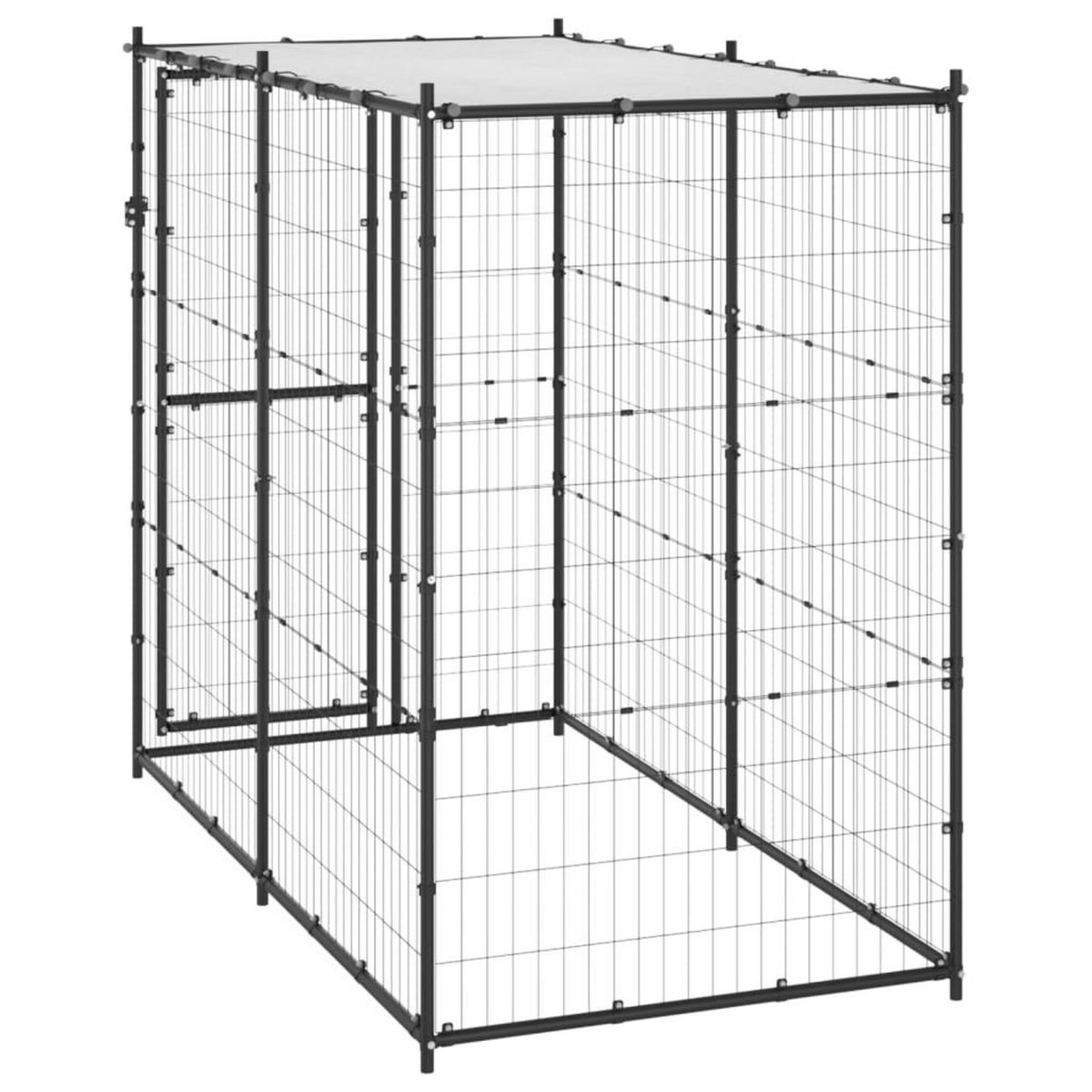 VIDAXL Chenil d'exterieur pour chiens Acier avec toit 110x220x180 cm