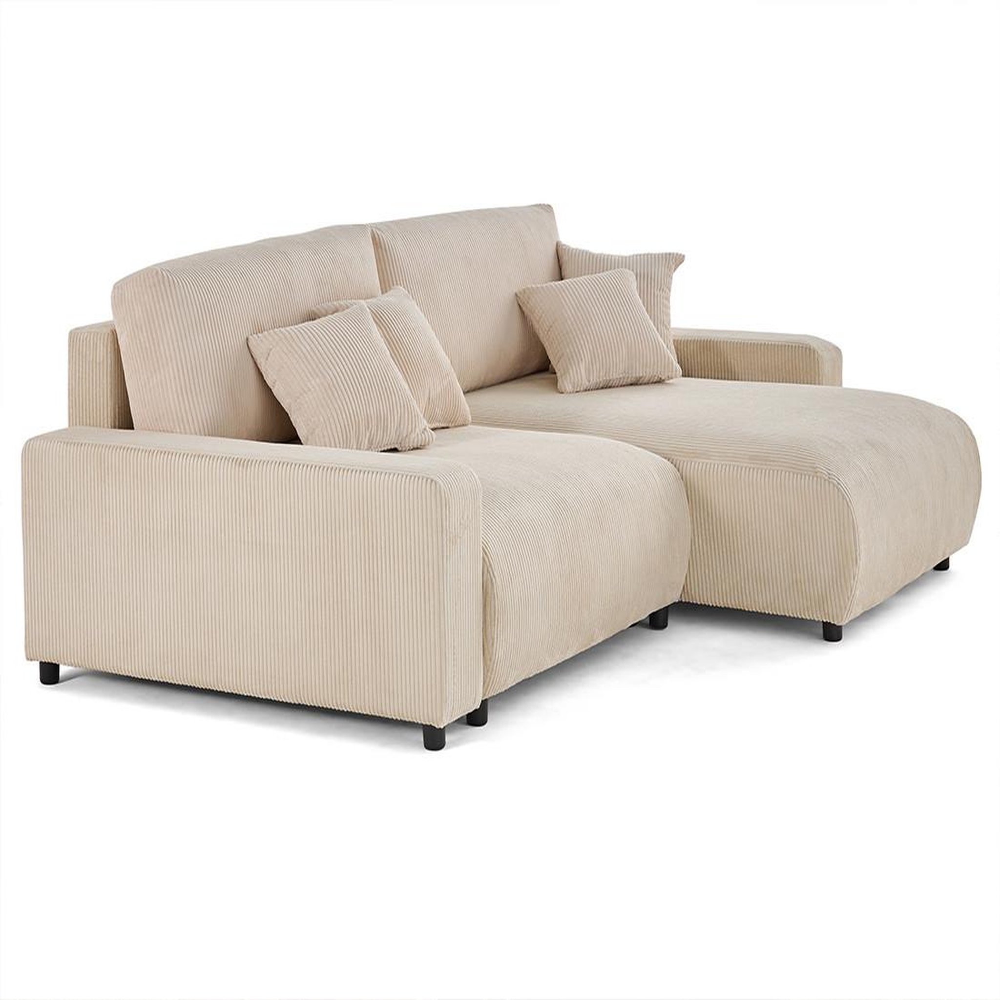 Voir la diapositive 6 : LISA DESIGN Pivoine - canapé d'angle 4 places réversible convertible avec 2 coffres en velours côtelé
