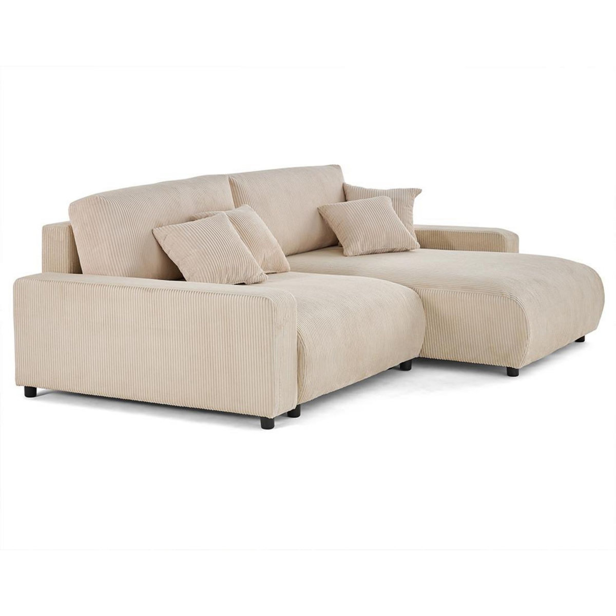 LISA DESIGN Pivoine - canapé d'angle 4 places réversible convertible avec 2 coffres en velours côtelé