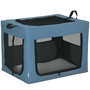 Voir la diapositive 1 : PAWHUT Sac de transport pliable pour chien chat - 2 poignées, 3 portes - dim. 69L x 51l x 51H cm - acier polyester bleu