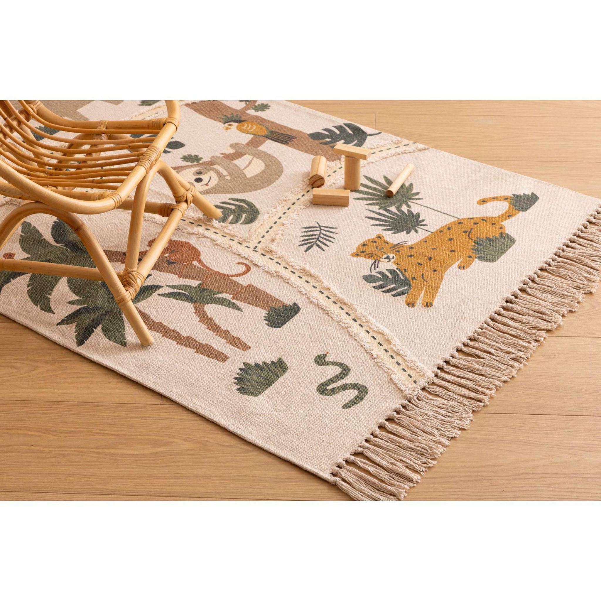Voir la diapositive 2 : ATMOSPHERA Tapis enfant en coton jungle - 100 x 150 cm