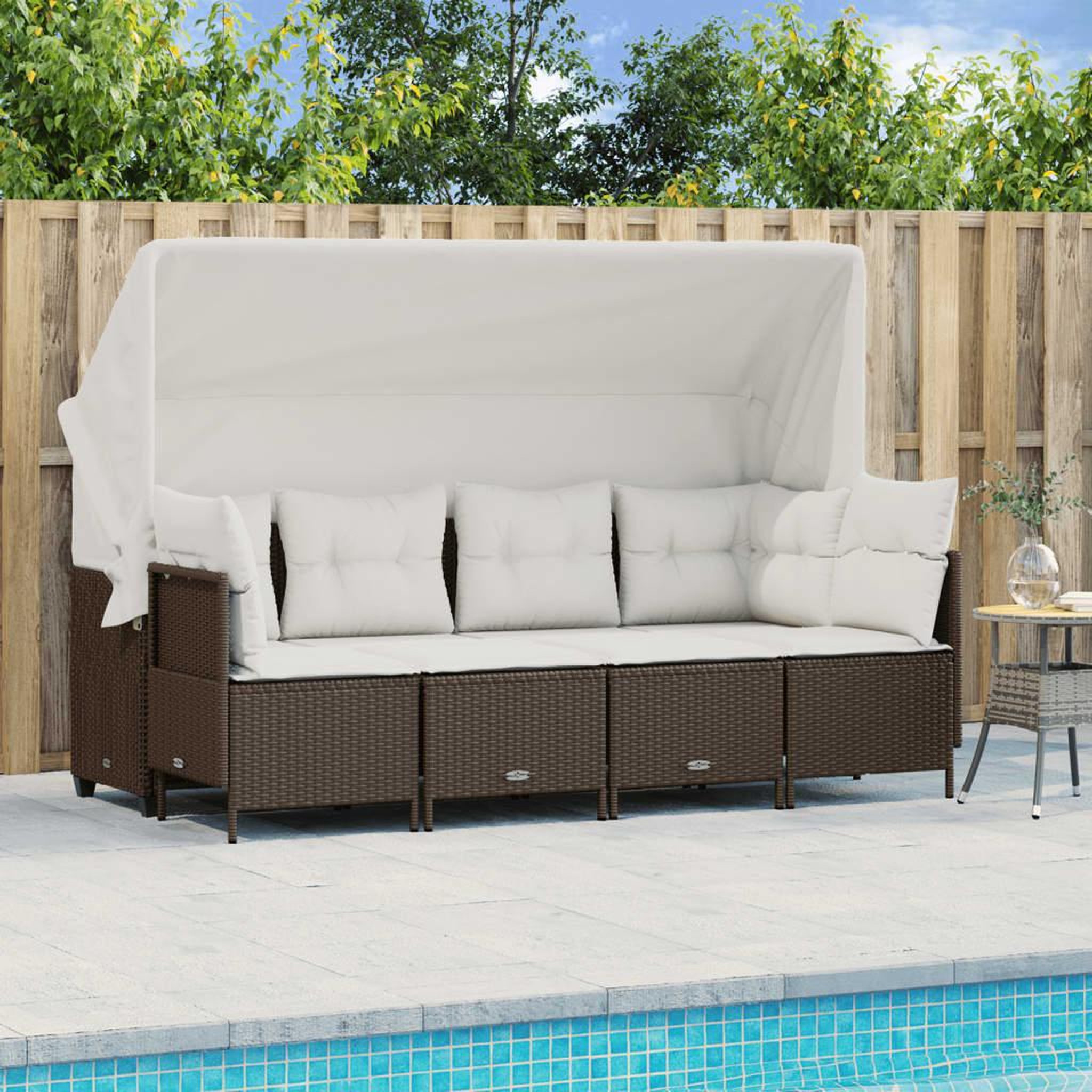 VIDAXL Salon de jardin avec coussins 5 pcs marron resine tressee