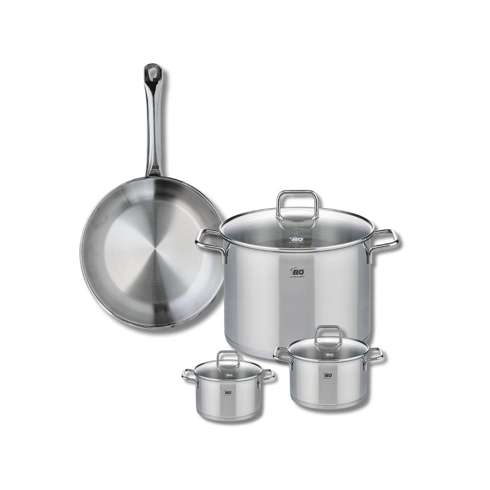 ELO Ensemble de 1 poêle de cuisson 28 cm et 3 faitouts 12, 14 et 26 cm elo profi citrin
