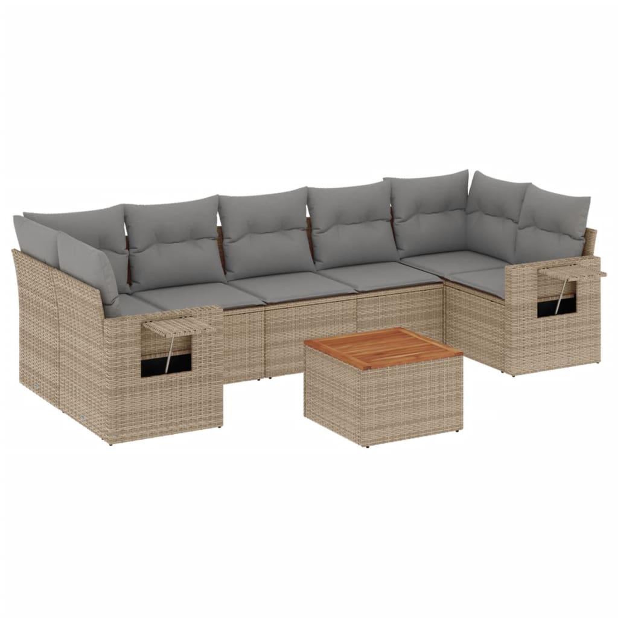 Voir la diapositive 2 : VIDAXL Salon de jardin avec coussins 8pcs melange beige resine tressee