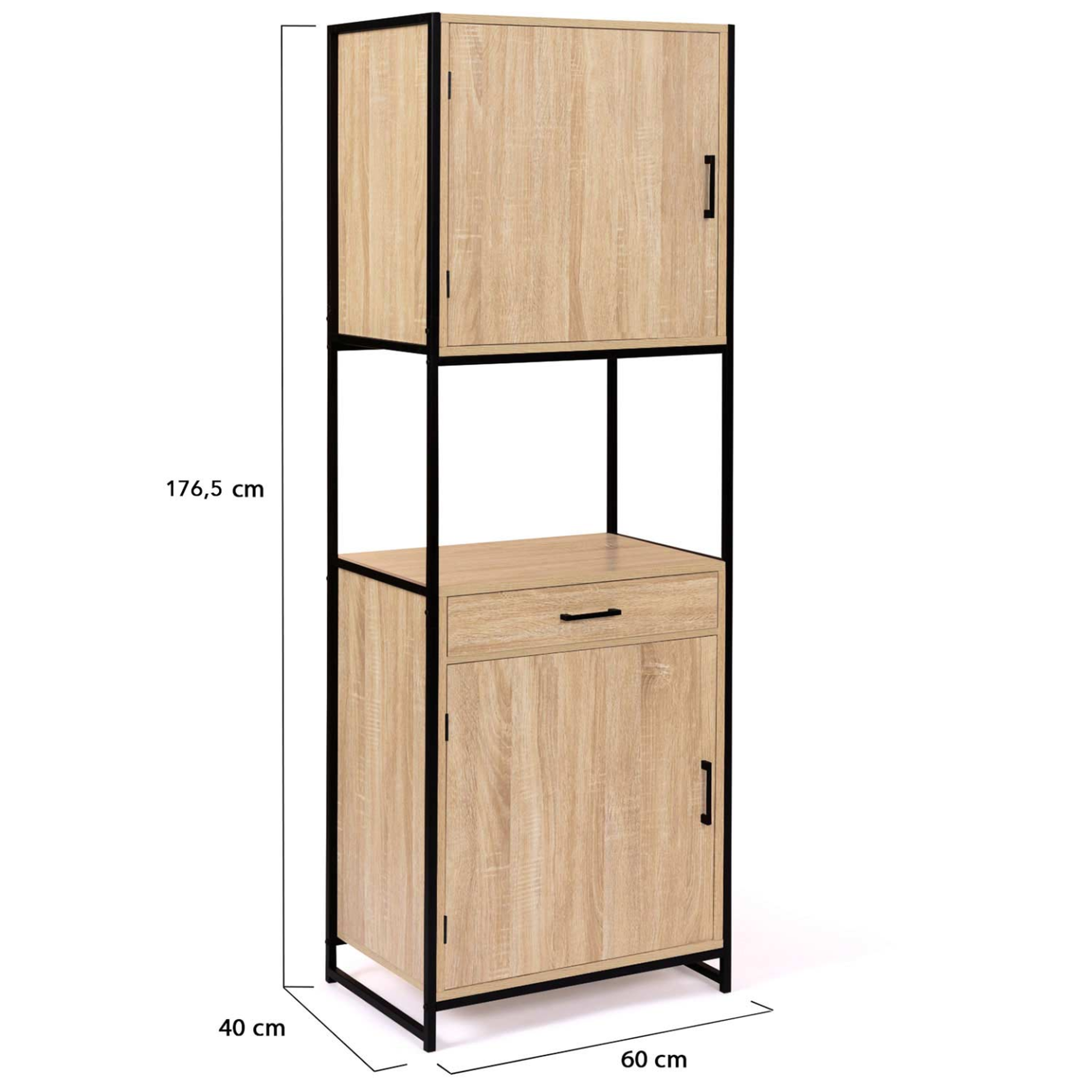 Voir la diapositive 5 : ID MARKET Buffet de cuisine 60 cm detroit meuble 2 portes design industriel + tiroir