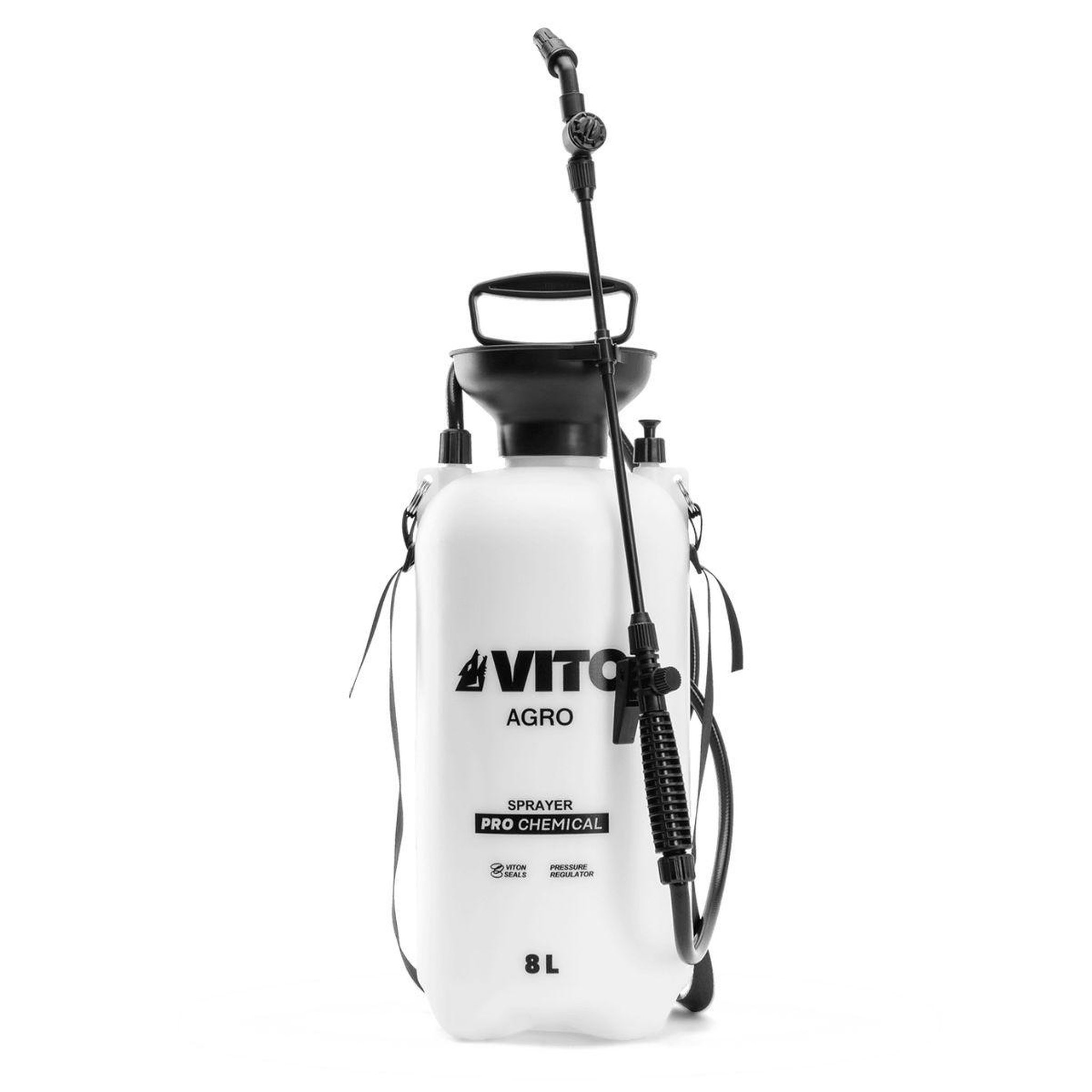 VITO Pulvérisateur de jardin 8l produits corrosifs, alcalins régulateur de pression 4 buses vito