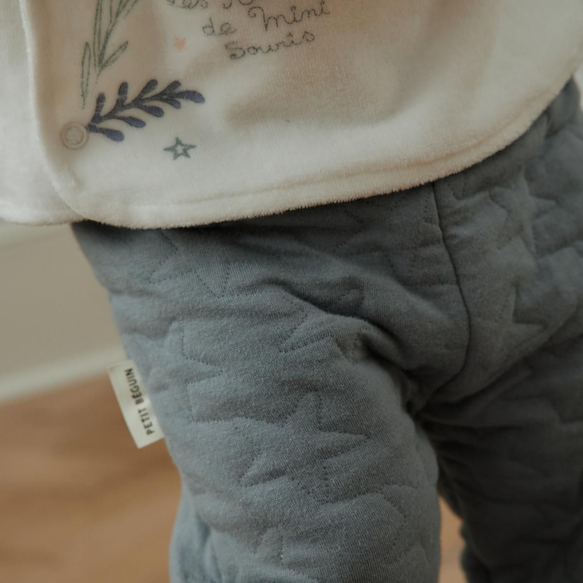 Petit Béguin Ensemble bébé gilet en velours et pantalon en coton matelassé Rêverie