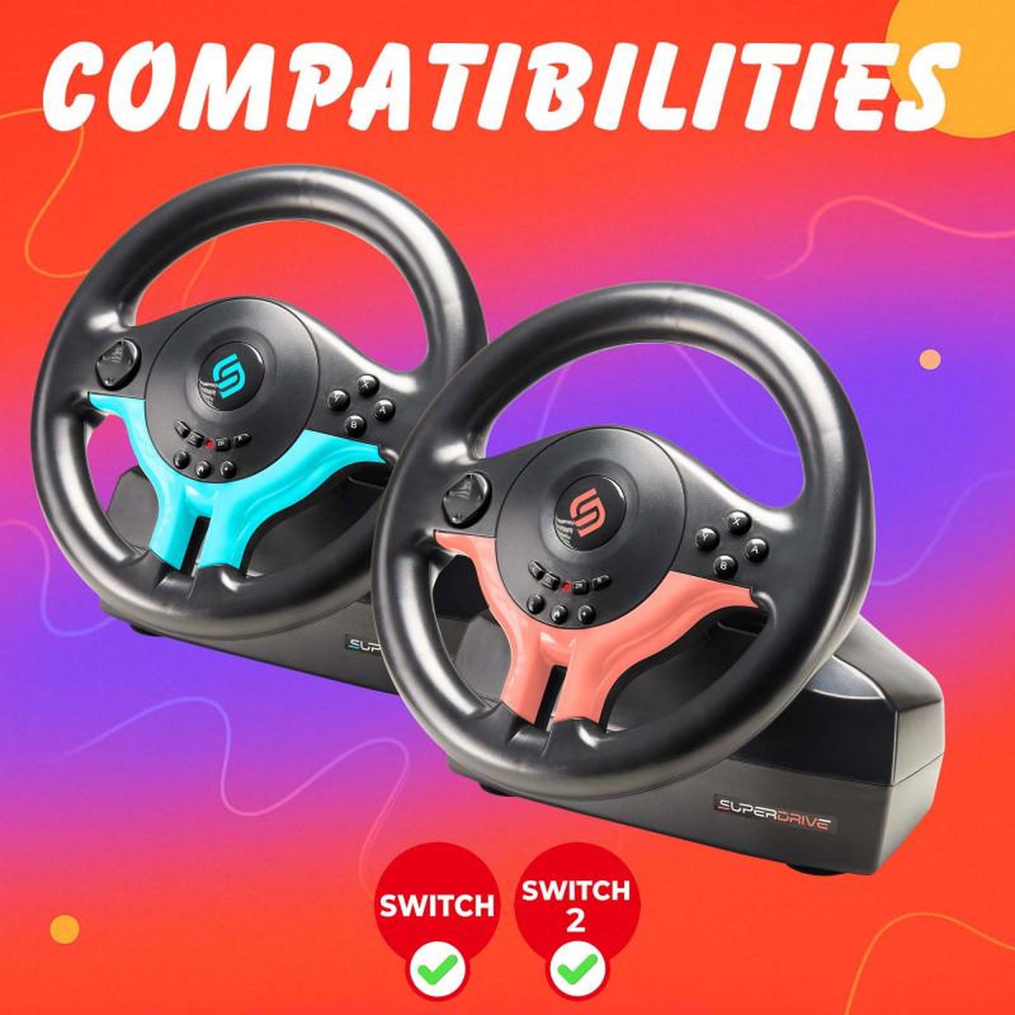 Voir la diapositive 2 : Subsonic Subsonic - volant superdrive sv250-s - volant de course switch 2 / switch. Rotation à 180 , avec pédales et palettes au volant - blue edition