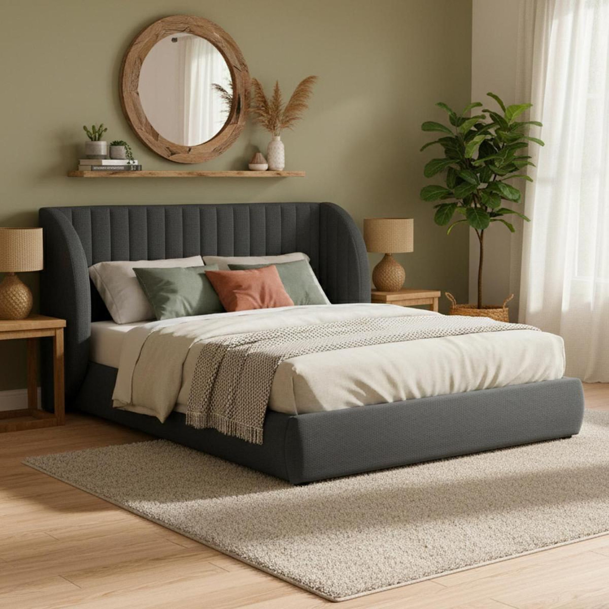Voir la diapositive 4 : Paris Prix Lit coffre tête de lit modulable  comfy  140x200cm gris foncé