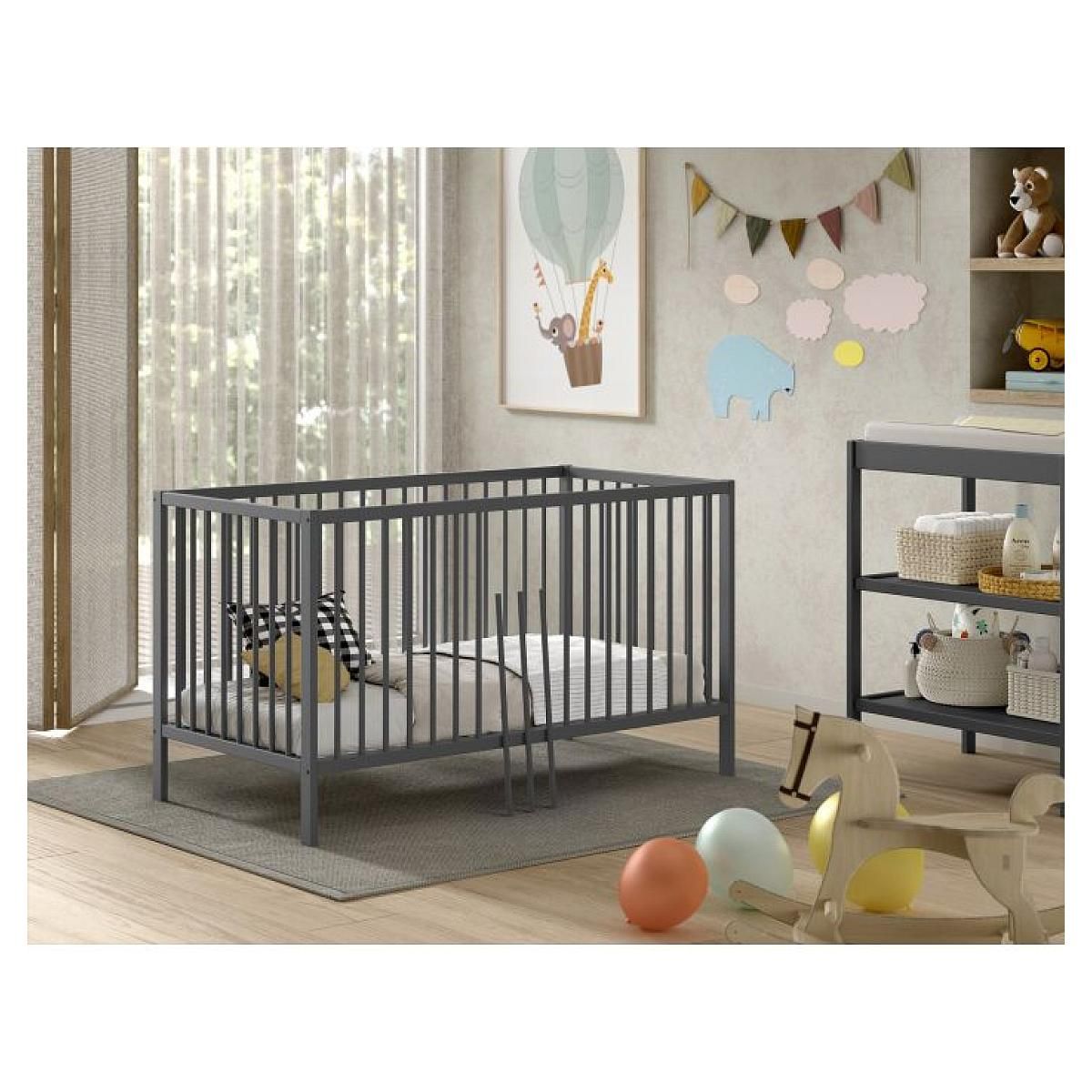 Vipack Lit Pour Bébé Dino 70x140 Cm Anthracite