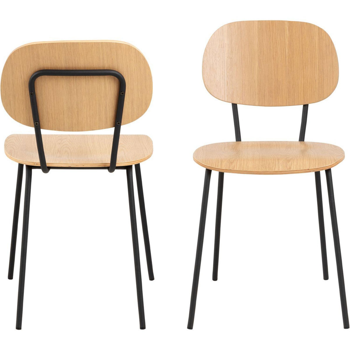 TOILINUX Lot de 2 chaises Daphné en bois et métal - Beige et noir