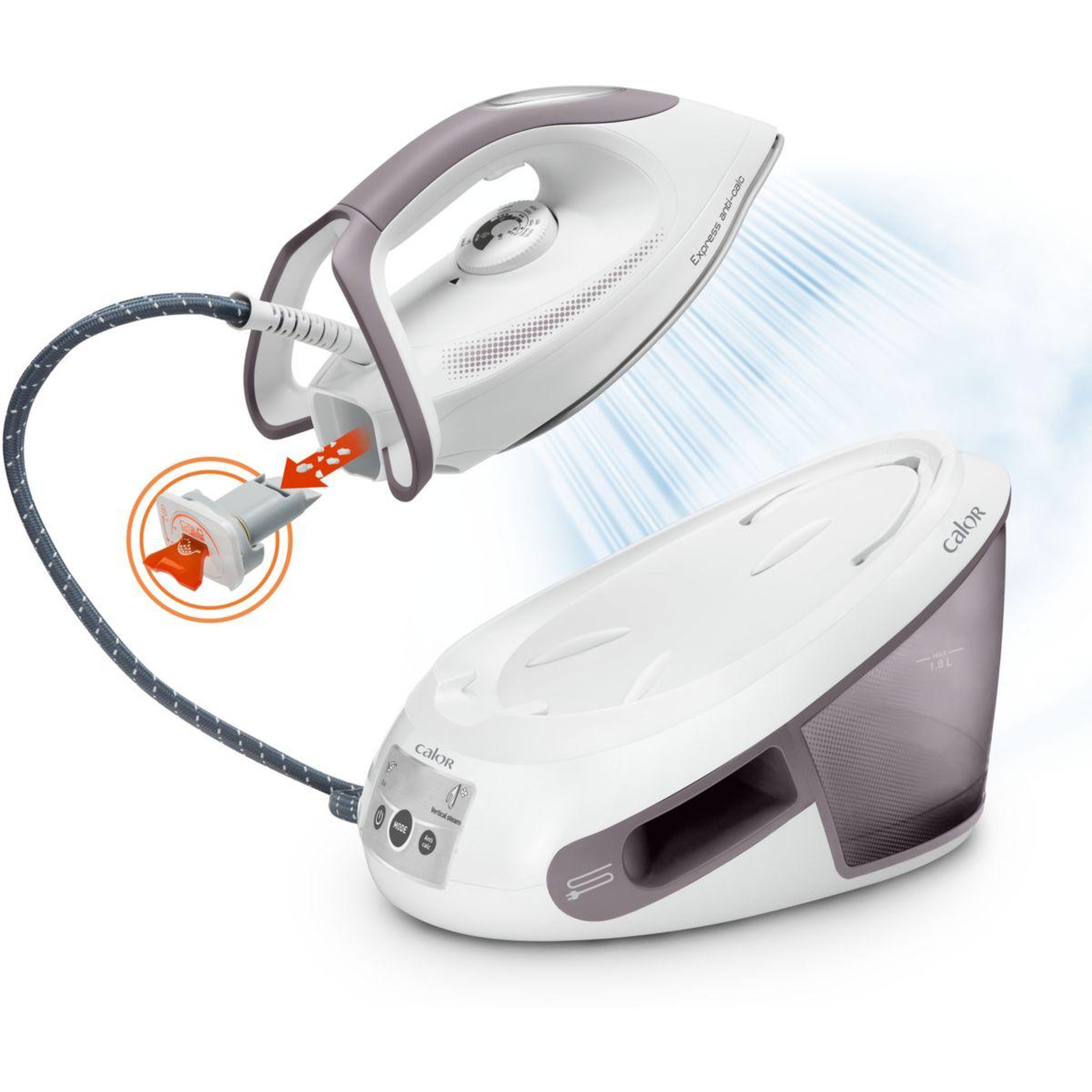 Voir la diapositive 5 : CALOR Centrale vapeur SV8011O Express anti-calc blc/gris