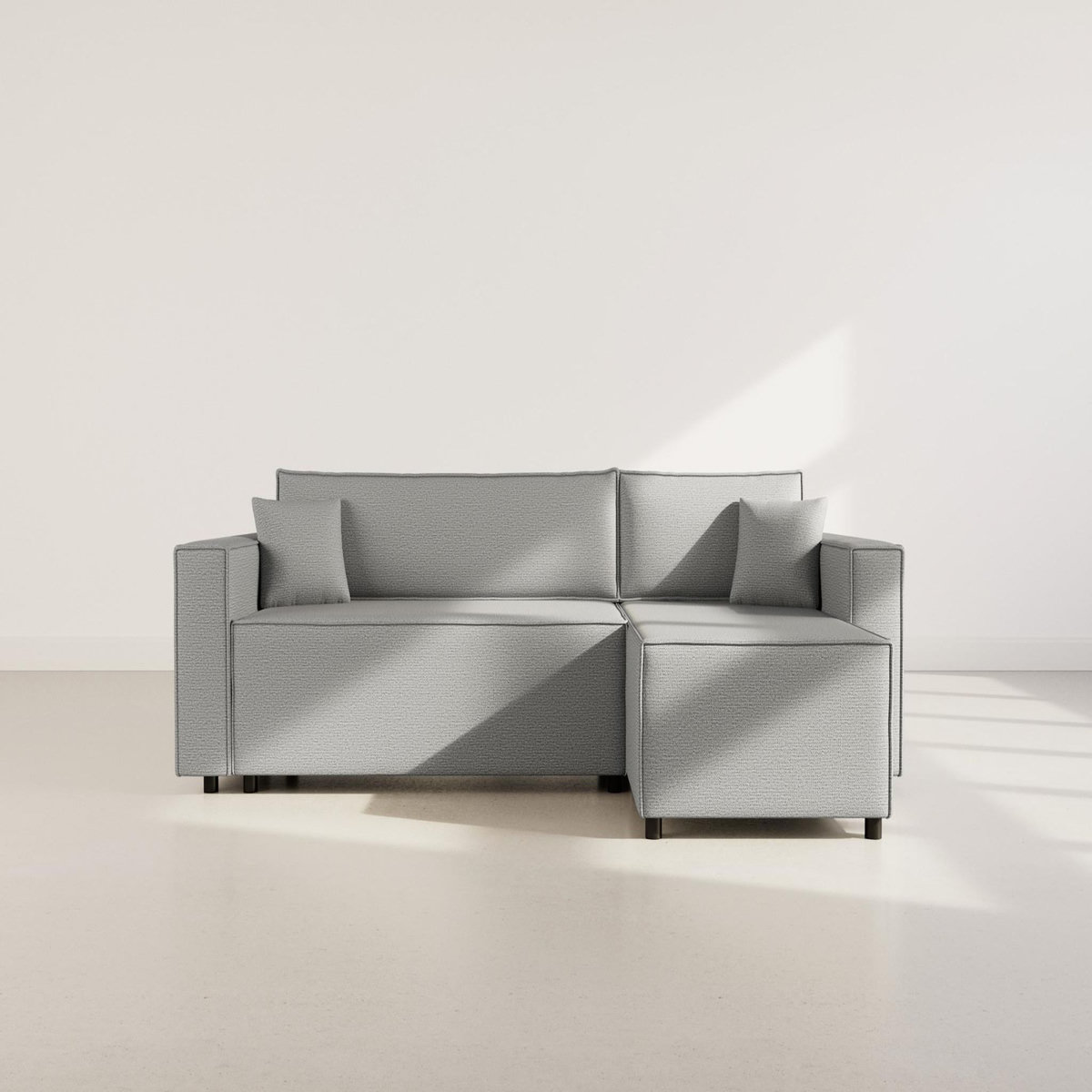 BEST MOBILIER Jonas - canapé d'angle réversible 4 places convertible avec coffre en tissu texturé